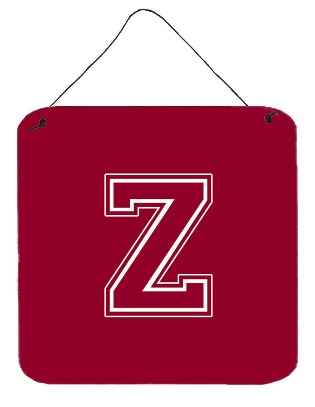 Letter Z Initial Monogram - Maroon and White Wall or Door Hanging Prints by Caroline&#39;s Treasures