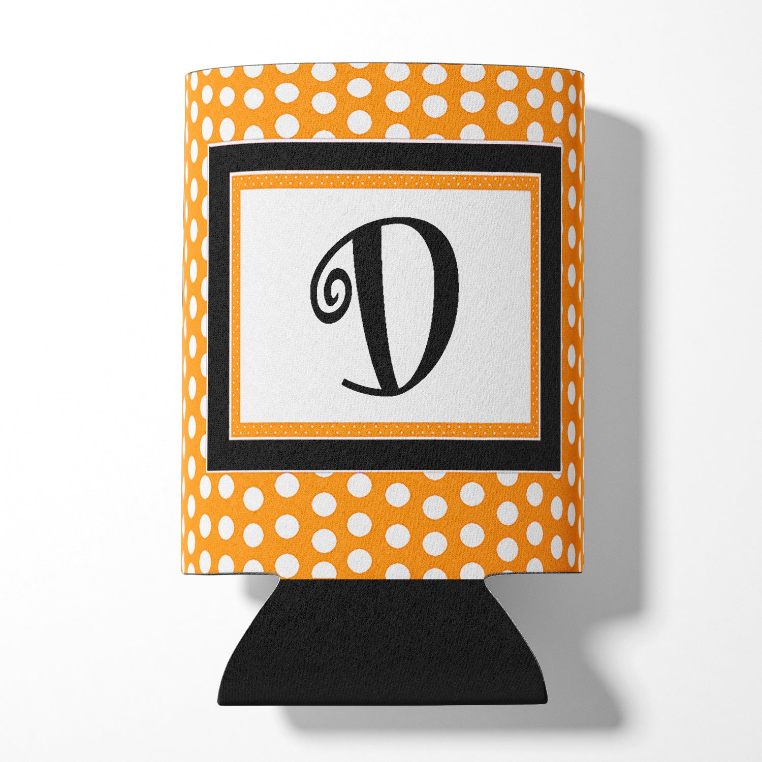 Letter D Initial Monogram - Orange Polkadots Can or Bottle Beverage Insulator Hugger