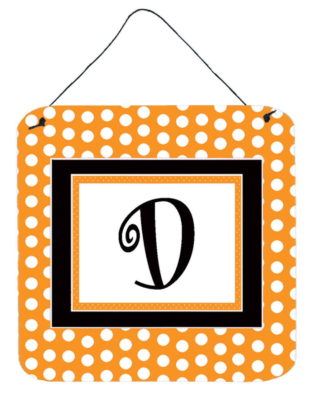 Letter D Initial Monogram - Orange Polkadots Wall or Door Hanging Prints by Caroline&#39;s Treasures