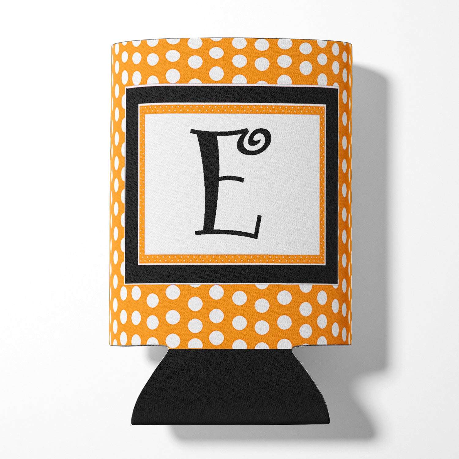 Letter E Initial Monogram - Orange Polkadots Can or Bottle Beverage Insulator Hugger