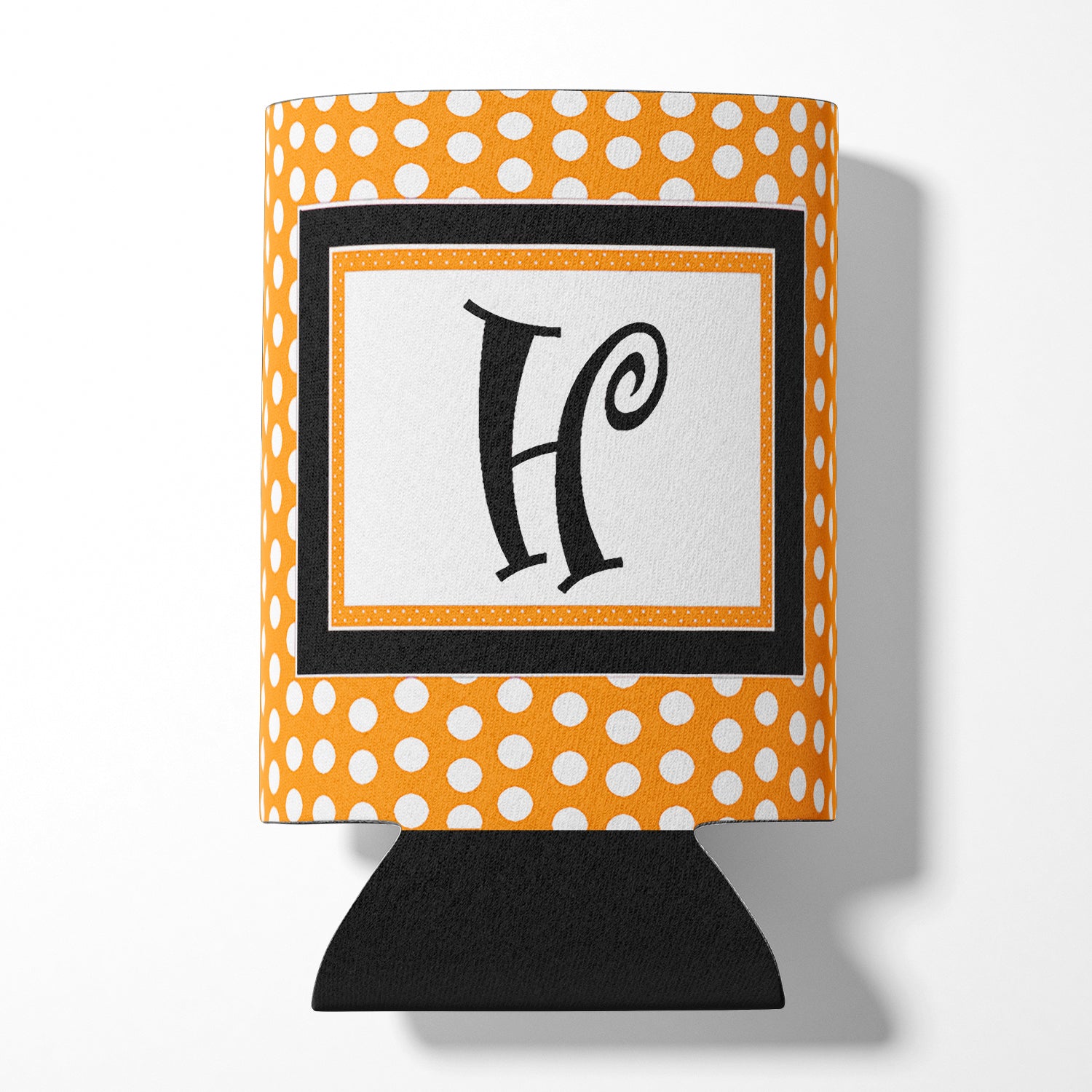 Letter H Initial Monogram - Orange Polkadots Can or Bottle Beverage Insulator Hugger