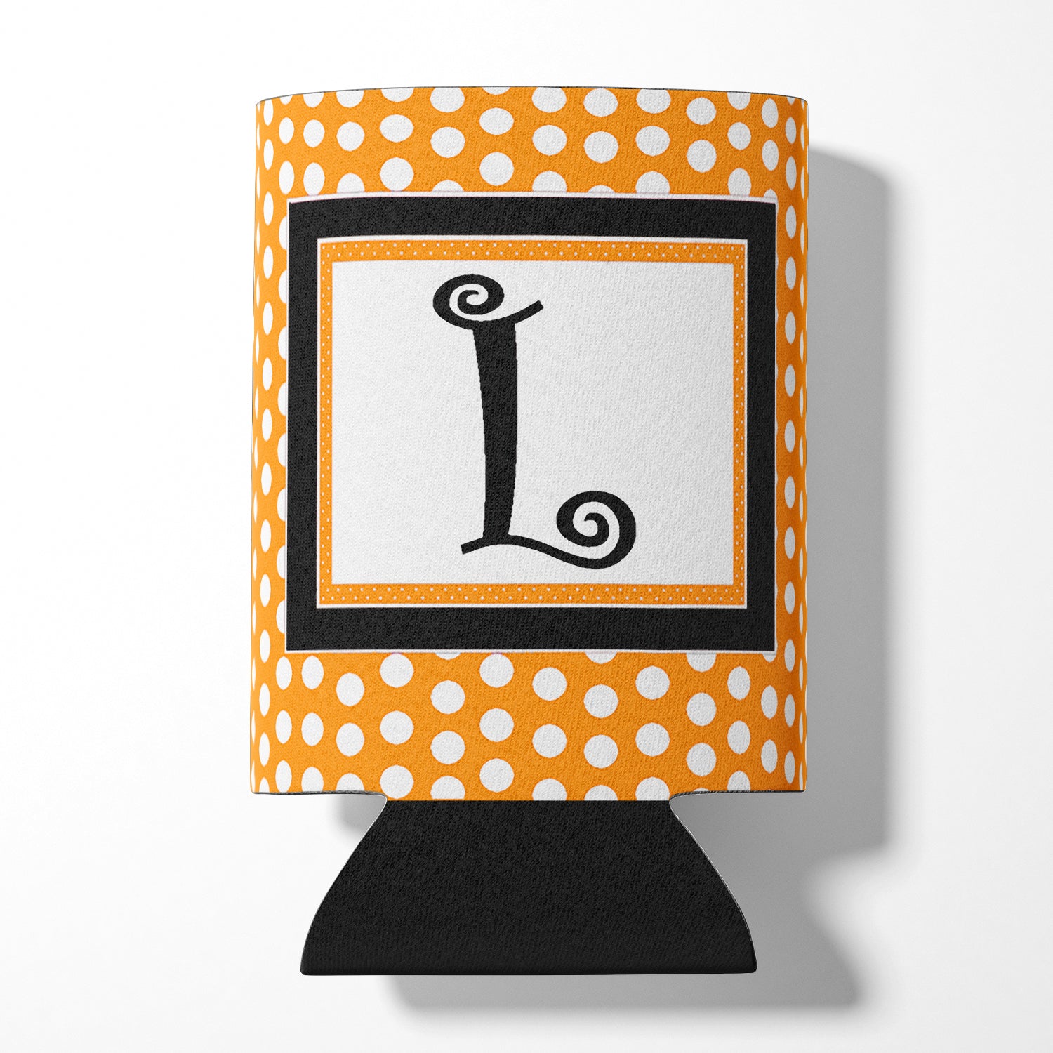 Letter L Initial Monogram - Orange Polkadots Can or Bottle Beverage Insulator Hugger