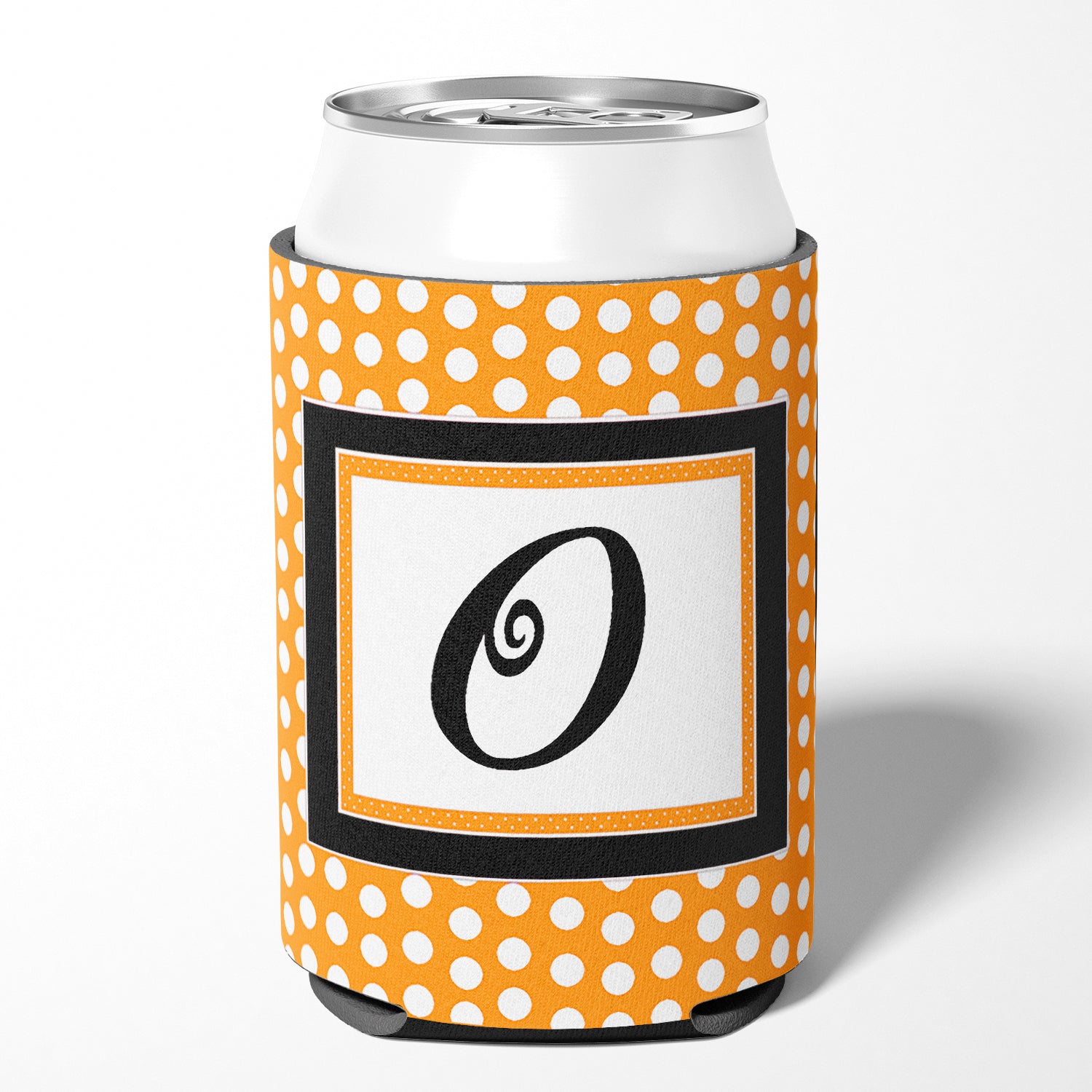 Letter O Initial Monogram - Orange Polkadots Can or Bottle Beverage Insulator Hugger.