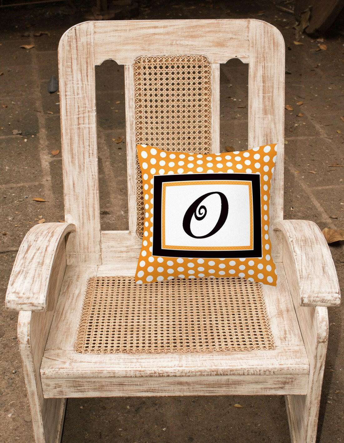 Monogram Initial O Orange Polkadots Decorative   Canvas Fabric Pillow CJ1033 - the-store.com