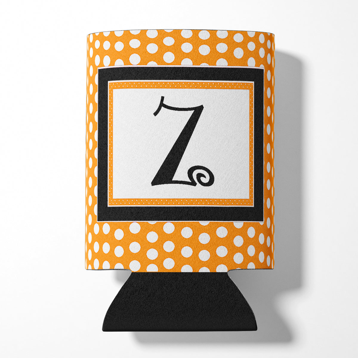 Letter Z Initial Monogram - Orange Polkadots Can or Bottle Beverage Insulator Hugger.