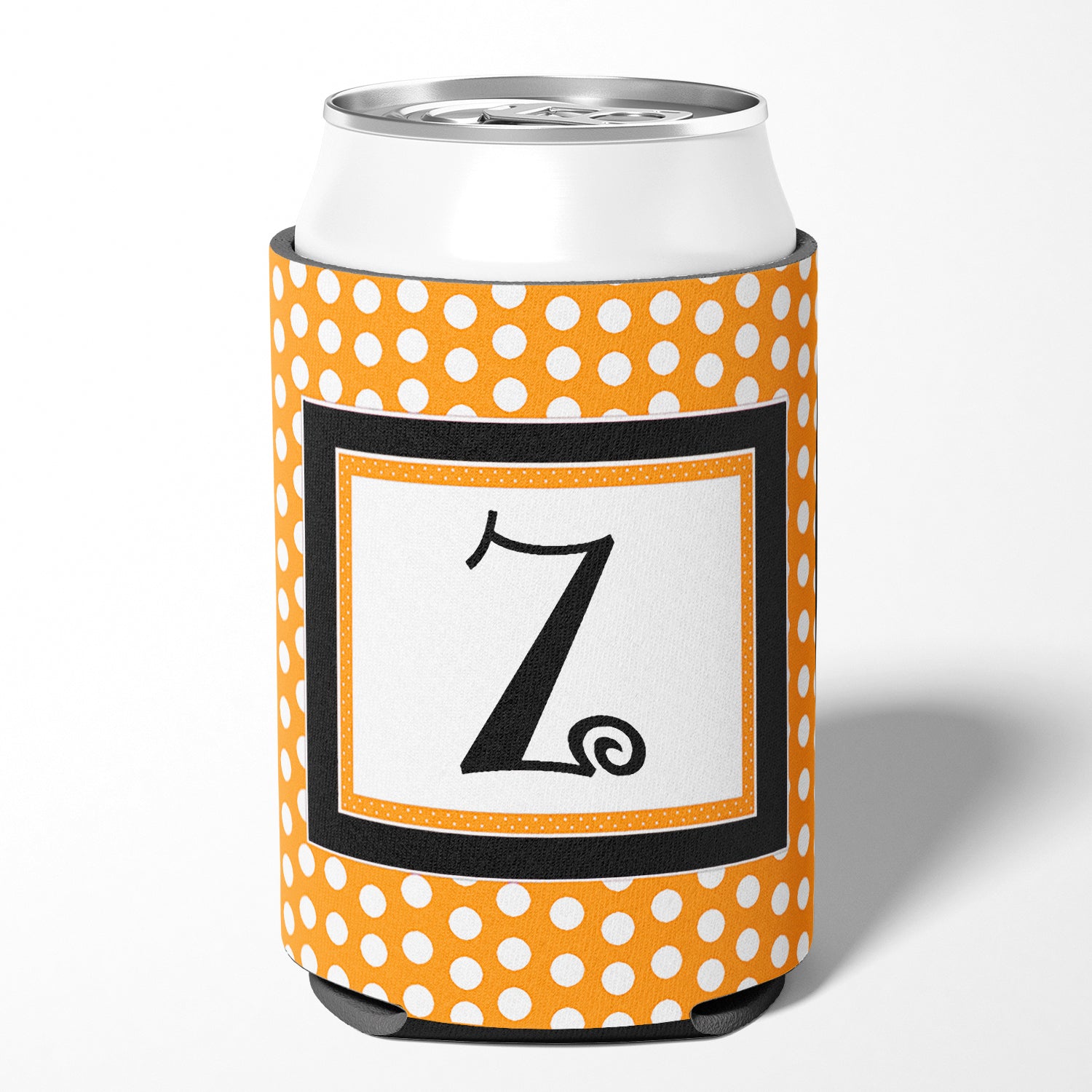 Monogramme initial de la lettre Z - Orange Polkadots Can ou Bottle Beverage Insulator Hugger