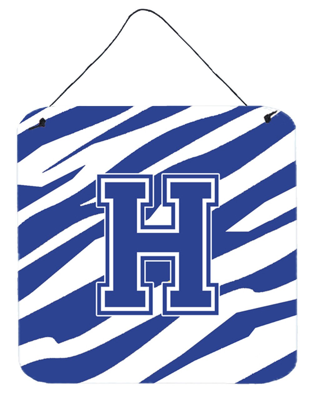 Letter H Initial  Tiger Stripe Blue and White Wall or Door Hanging Prints by Caroline&#39;s Treasures