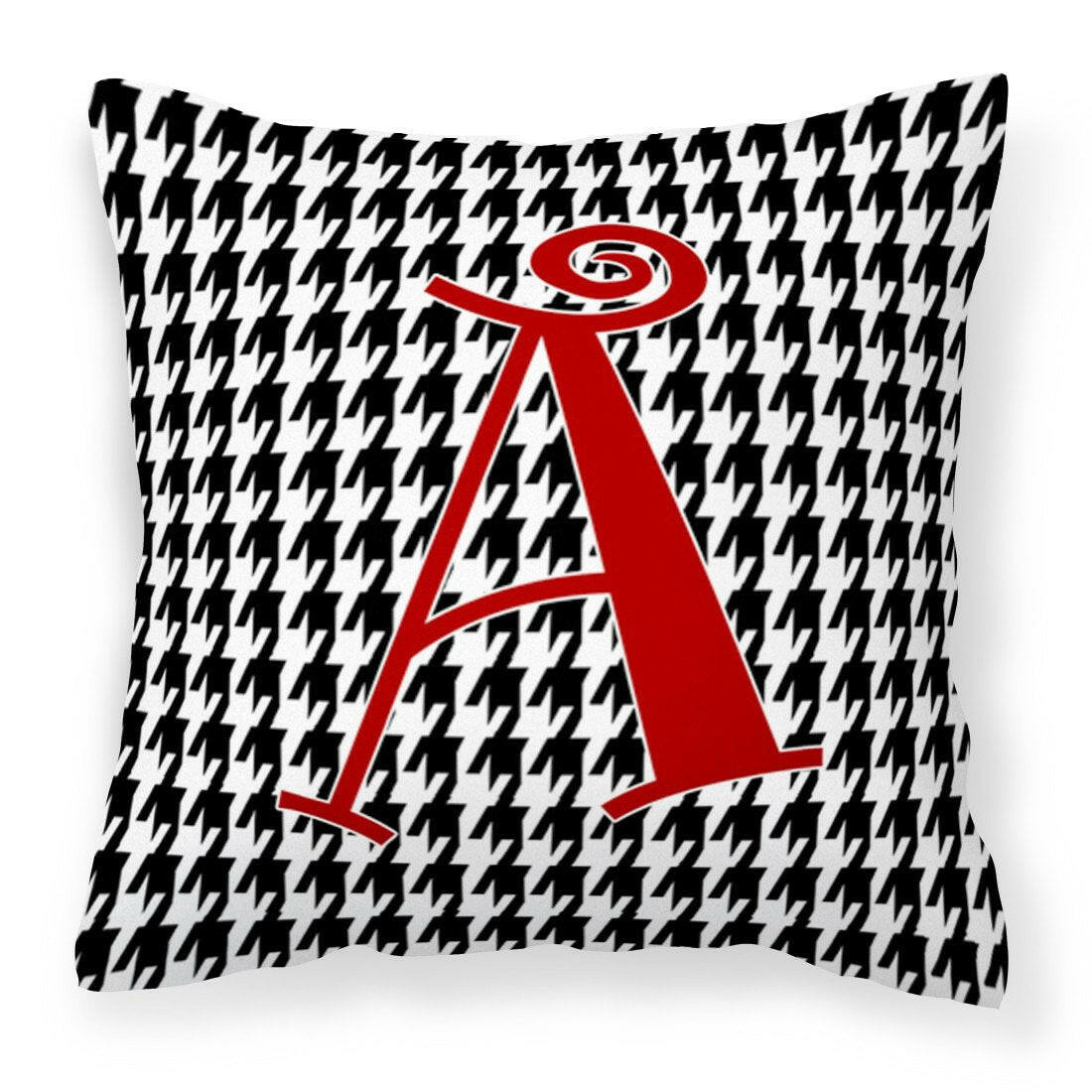 Letter A Monogram - Black White Houndstooth Fabric Decorative Pillow CJ1035-APW1414 - the-store.com