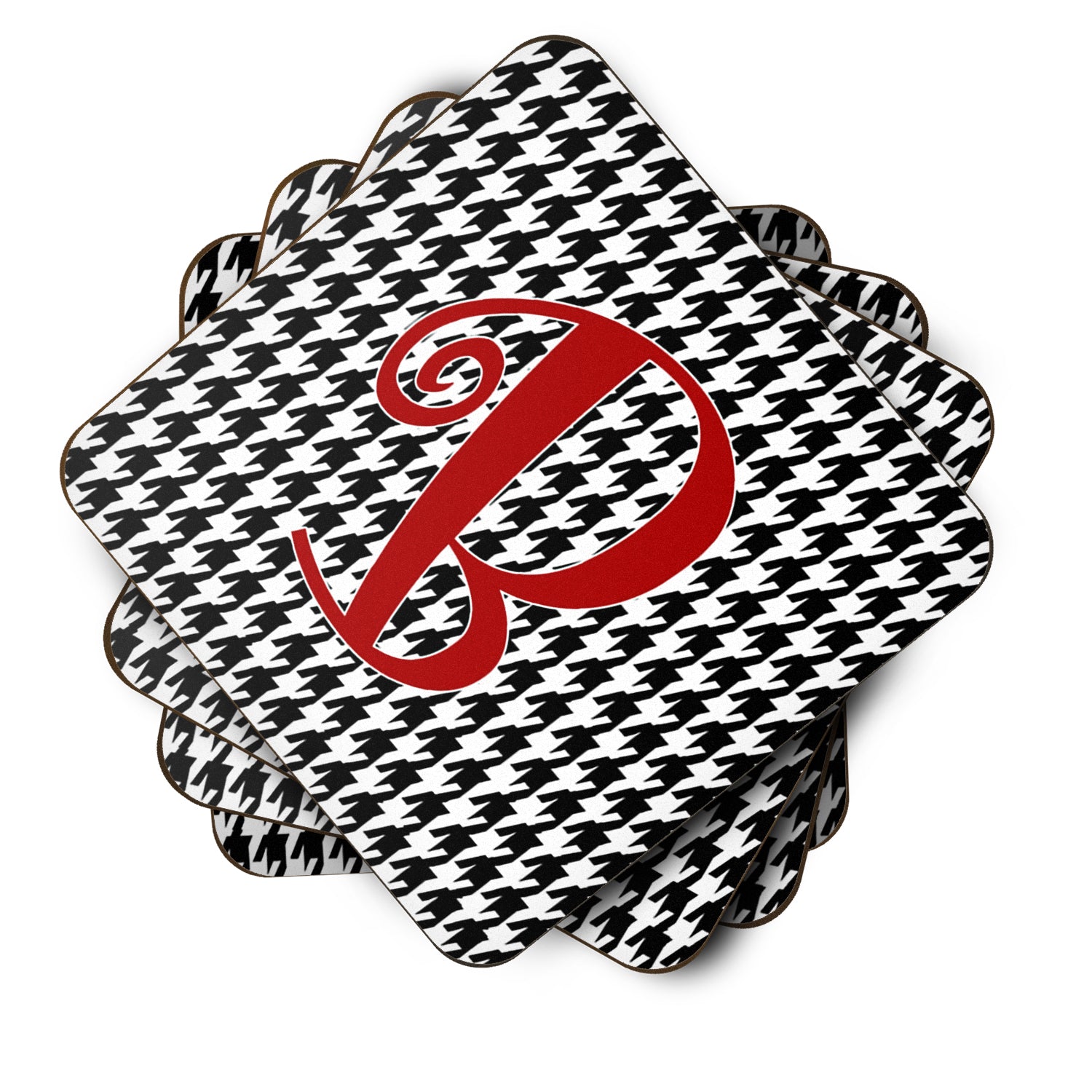 Set of 4 Letter B Monogram - Houndstooth Foam Coasters - the-store.com