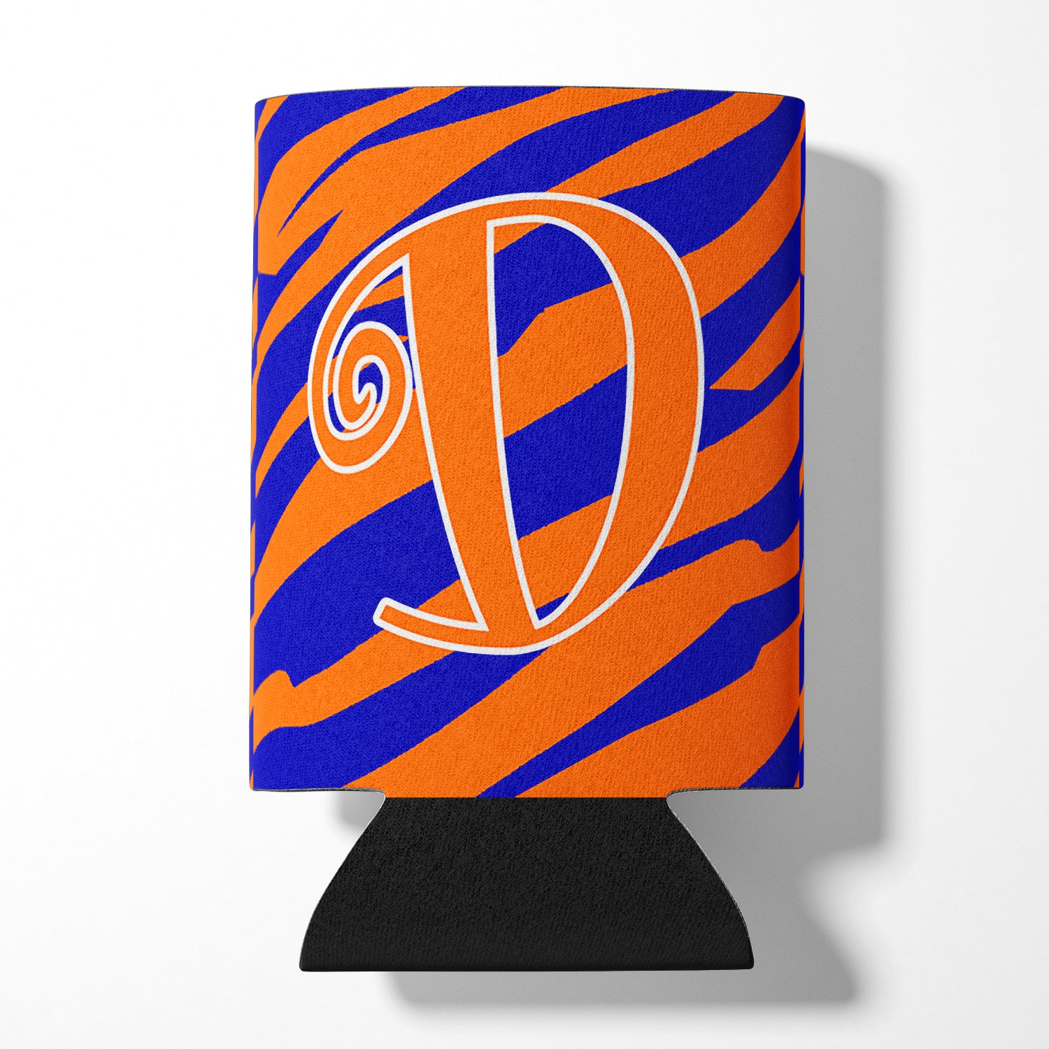 Monogramme initial de la lettre D - Tiger Stripe Blue and Orange Can Beverage Insulator Hugger