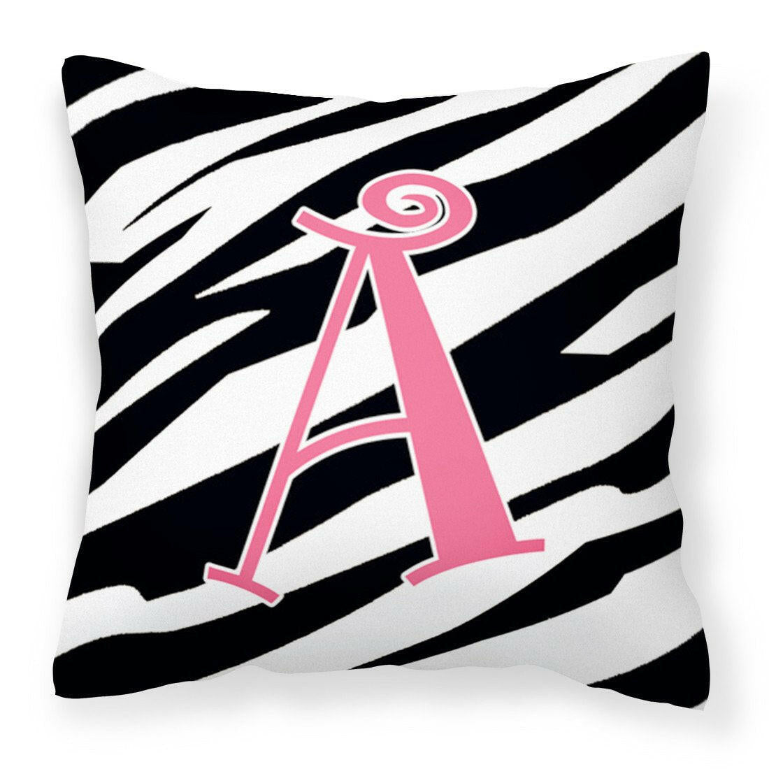 Letter A Monogram - Zebra Stripe and Pink Fabric Decorative Pillow CJ1037-APW1414 - the-store.com