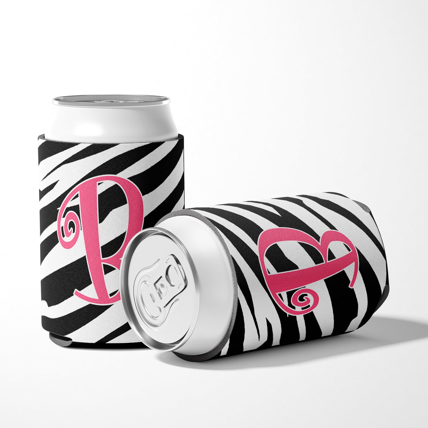 Monogramme initial de la lettre B - Zebra Stripe et Pink Can ou Bottle Beverage Insulator Hugger