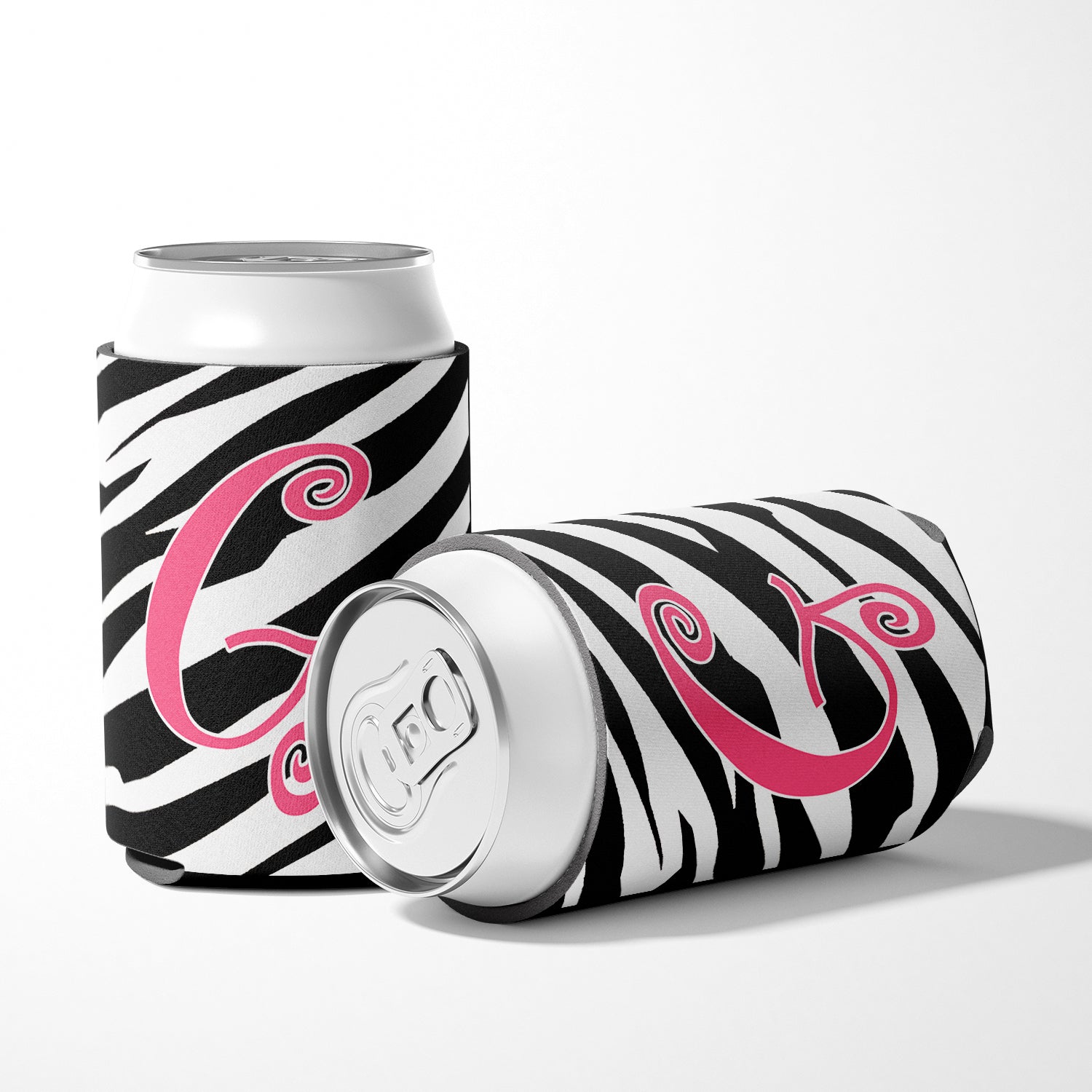 Letter G Initial Monogram - Zebra Stripe and Pink Can or Bottle Beverage Insulator Hugger