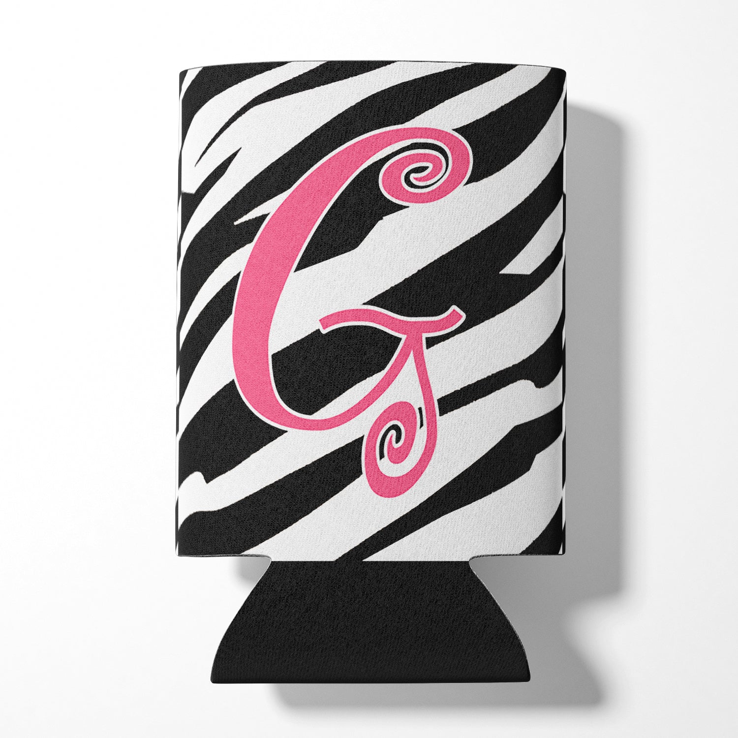 Letter G Initial Monogram - Zebra Stripe and Pink Can or Bottle Beverage Insulator Hugger