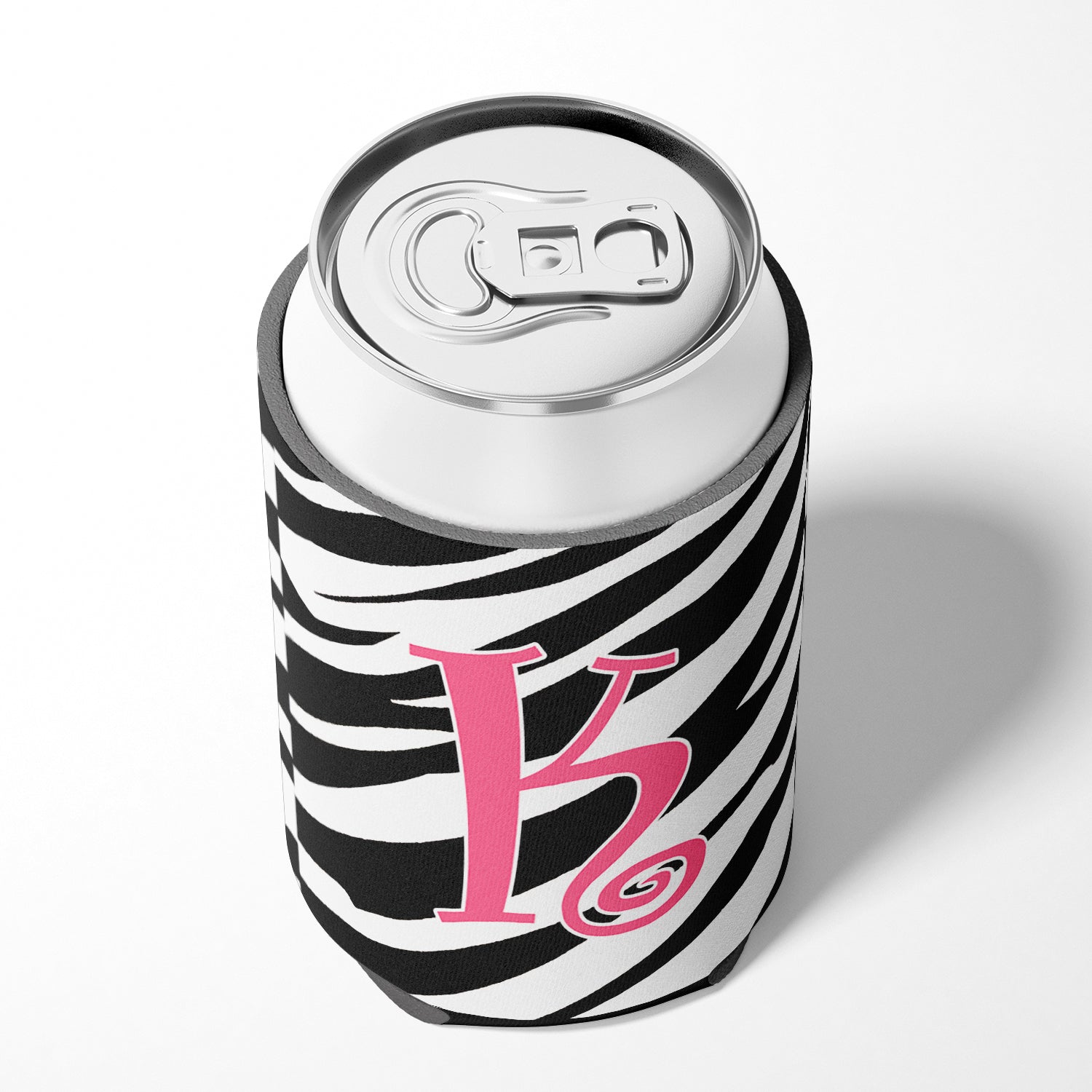 Letter K Initial Monogram - Zebra Stripe and Pink Can or Bottle Beverage Insulator Hugger