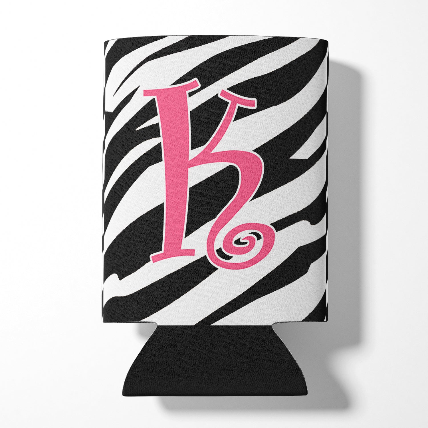 Monogramme initial de la lettre K - Zebra Stripe et Pink Can ou Bottle Beverage Insulator Hugger