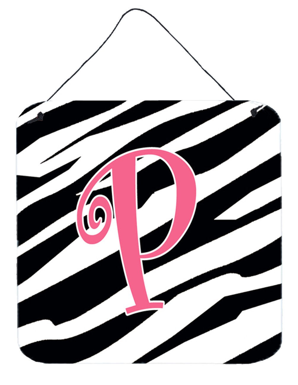 Letter P Initial  Zebra Stripe and Pink Wall or Door Hanging Prints by Caroline&#39;s Treasures