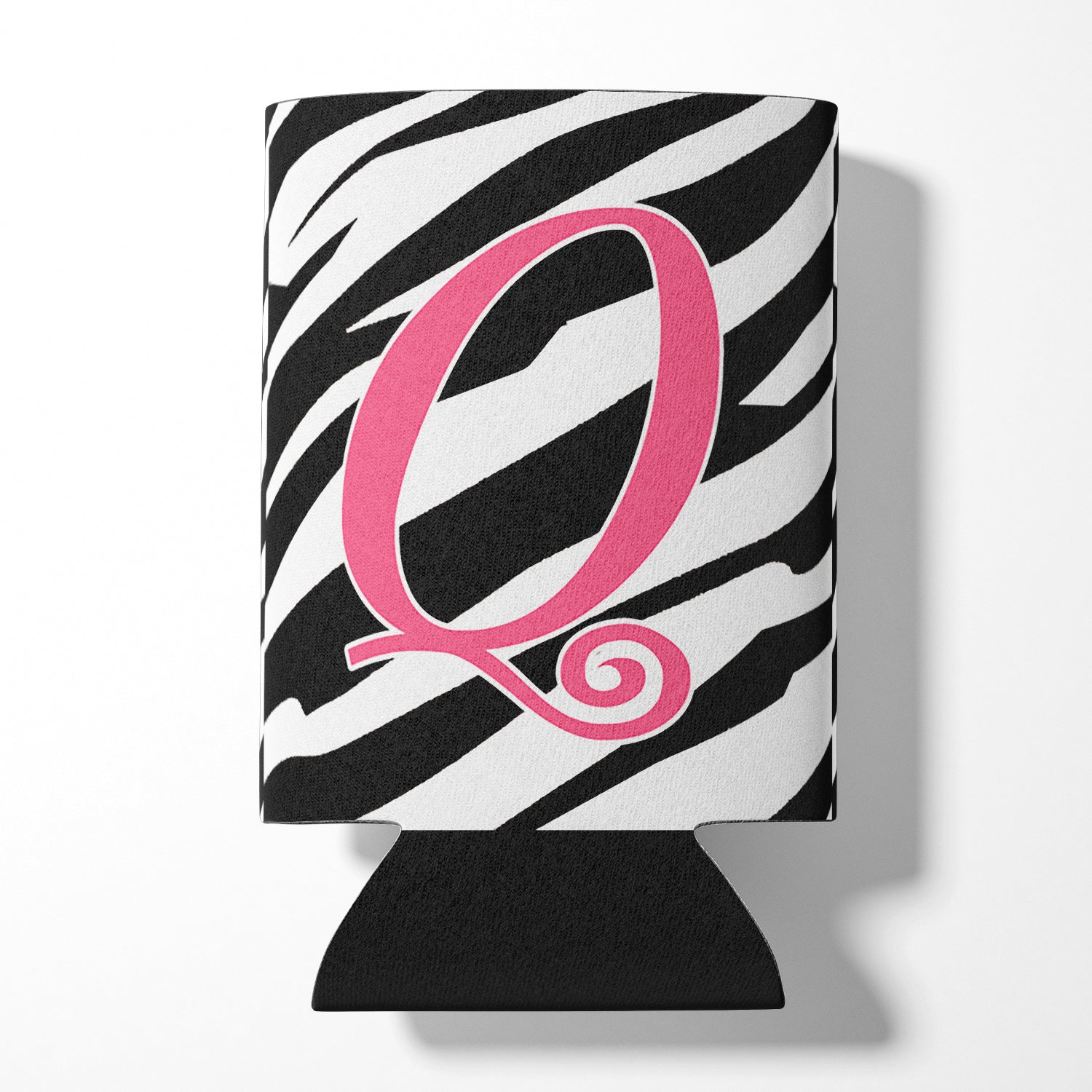 Lettre Q monogramme initial - Zebra Stripe et Pink Can ou Bottle Beverage Insulator Hugger