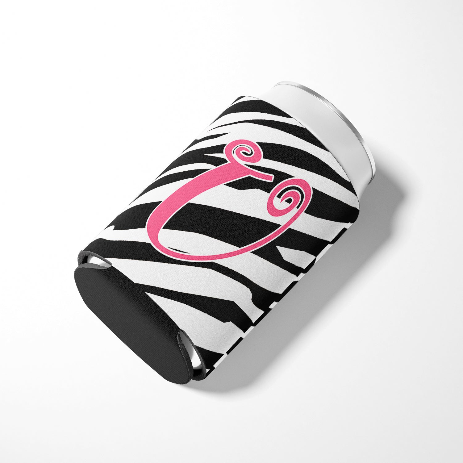 Letter U Initial Monogram - Zebra Stripe and Pink Can or Bottle Beverage Insulator Hugger.