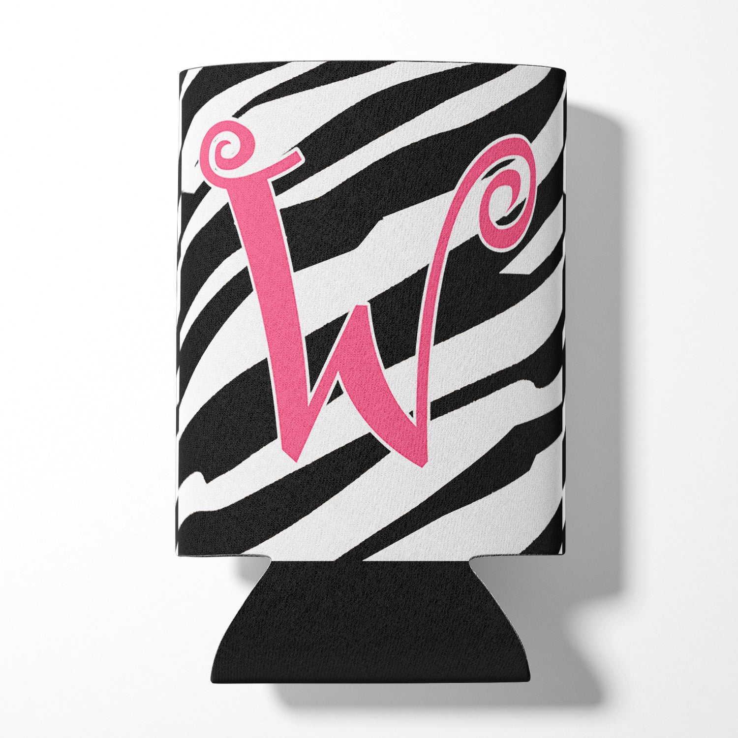 Monogramme initial de la lettre W - Zebra Stripe et Pink Can or Bottle Beverage Insulator Hugger