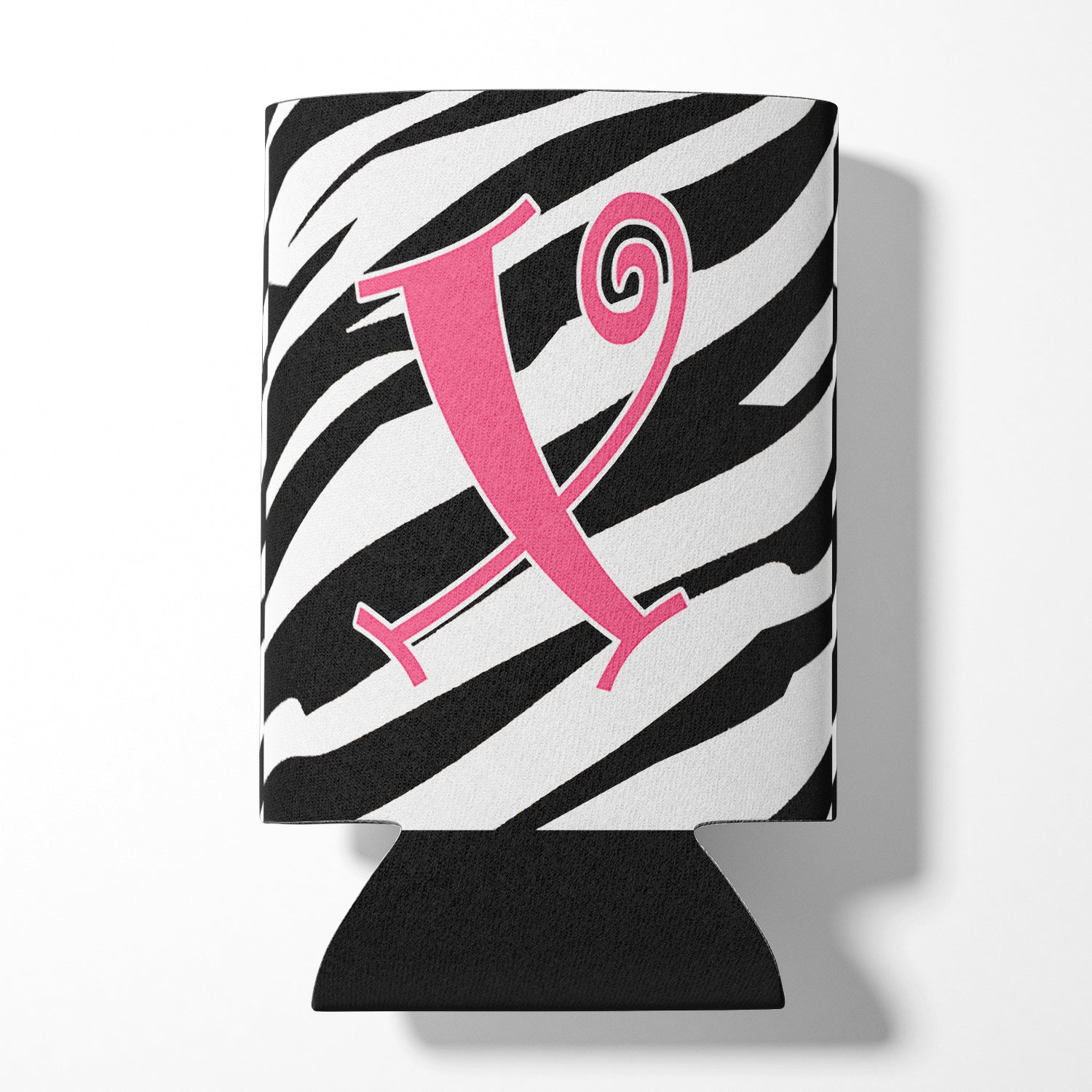Letter X Initial Monogram - Zebra Stripe and Pink Can or Bottle Beverage Insulator Hugger.