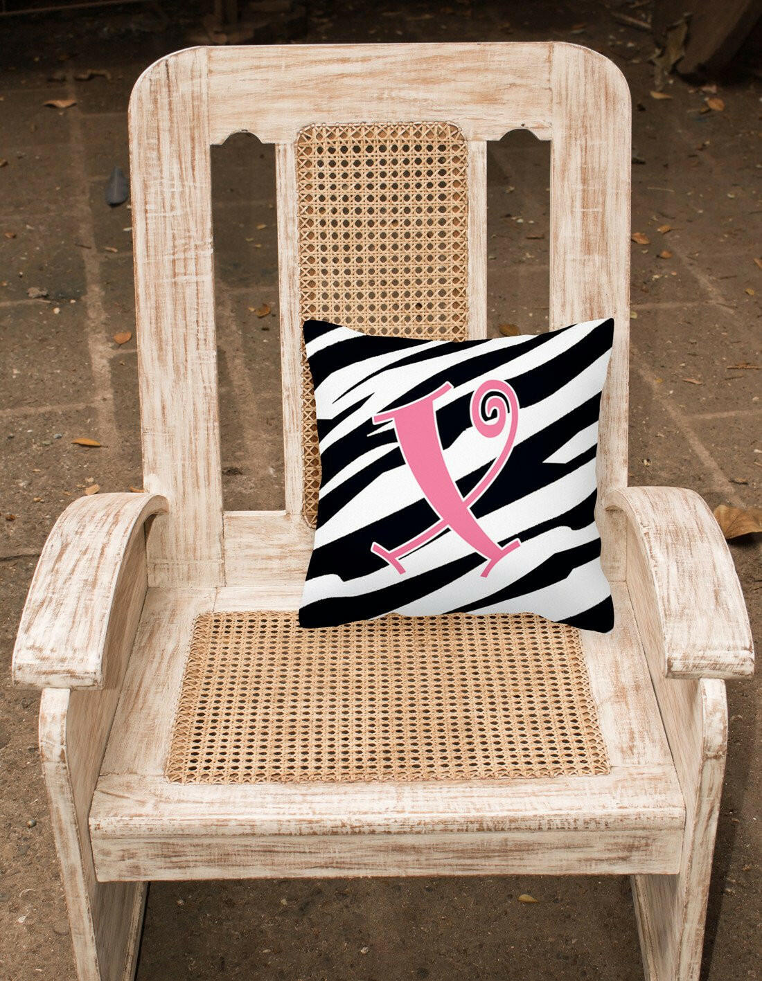 Monogram Initial X Zebra Stripe and Pink Decorative Canvas Fabric Pillow CJ1037 - the-store.com