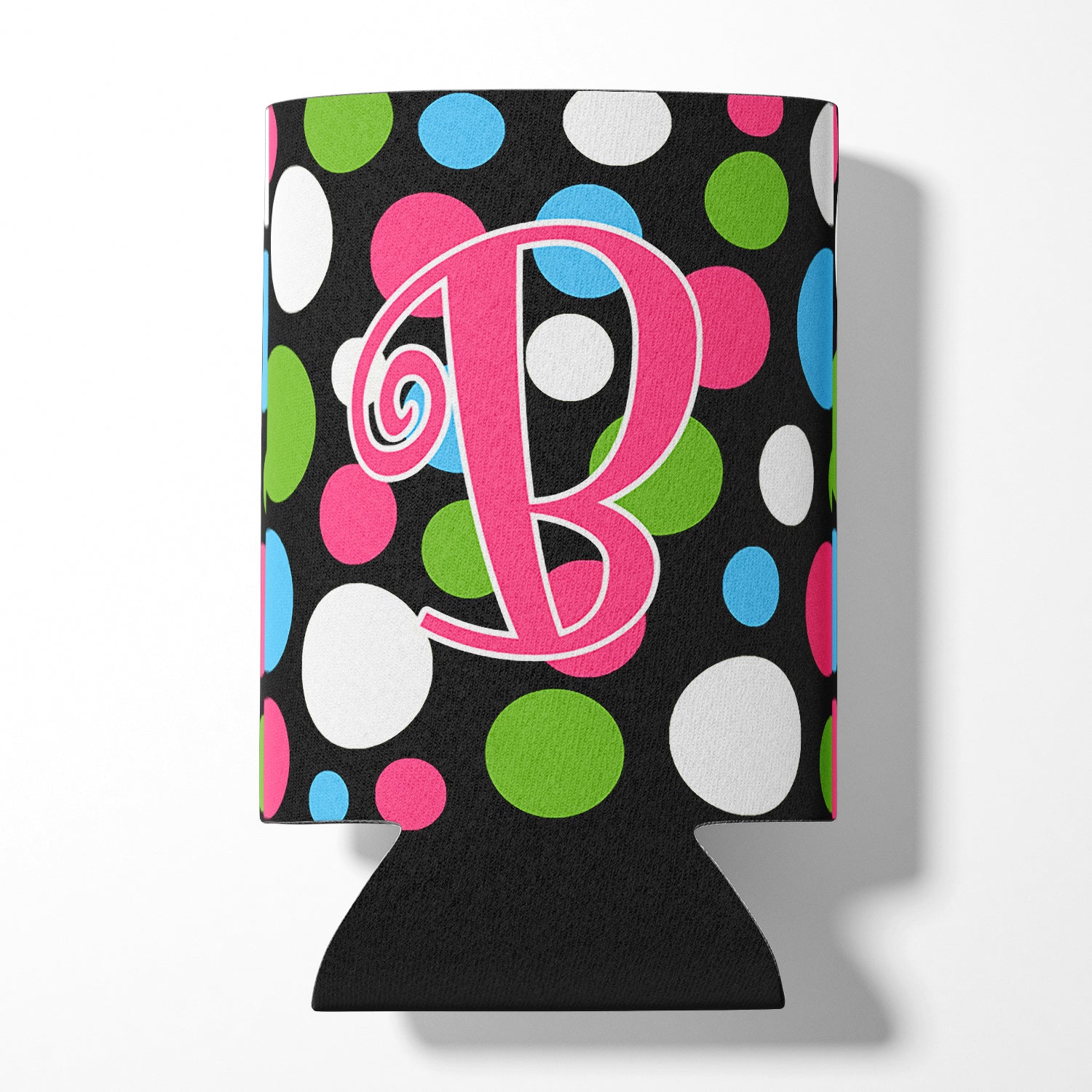 Letter B Initial Monogram - Polkadots and Pink Can or Bottle Beverage Insulator Hugger