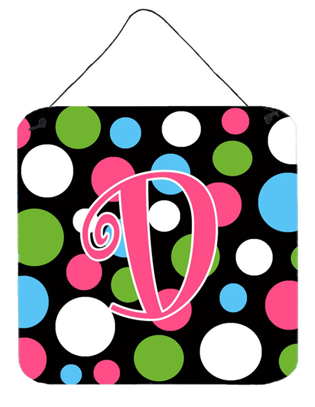 Letter D Initial Monogram - Polkadots and Pink Wall or Door Hanging Prints by Caroline's Treasures