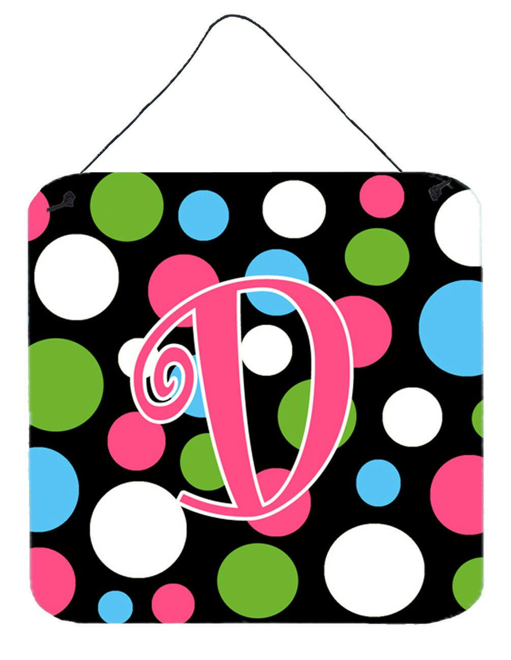 Letter D Initial Monogram - Polkadots and Pink Wall or Door Hanging Prints by Caroline&#39;s Treasures
