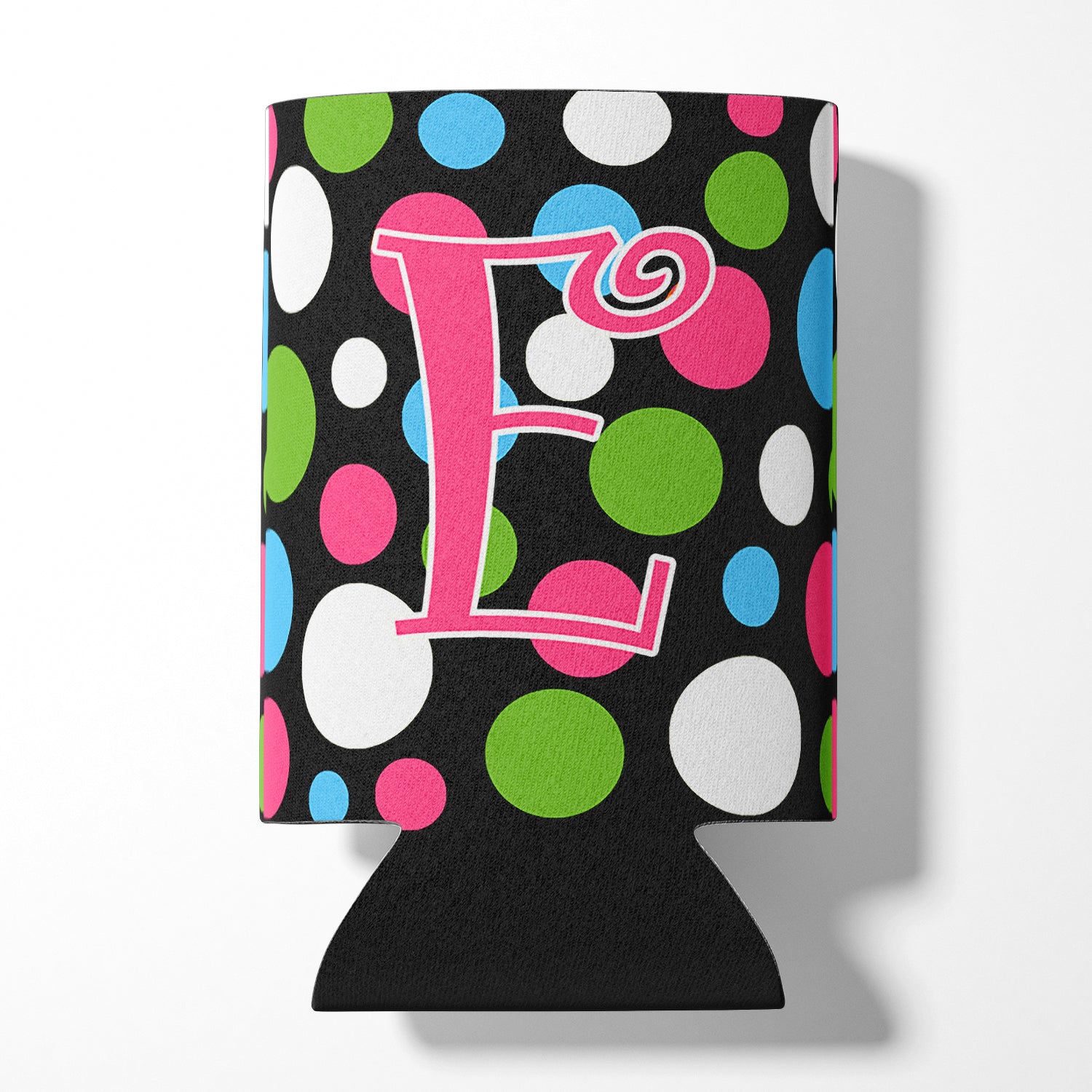 Letter E Initial Monogram - Polkadots and Pink Can or Bottle Beverage Insulator Hugger.