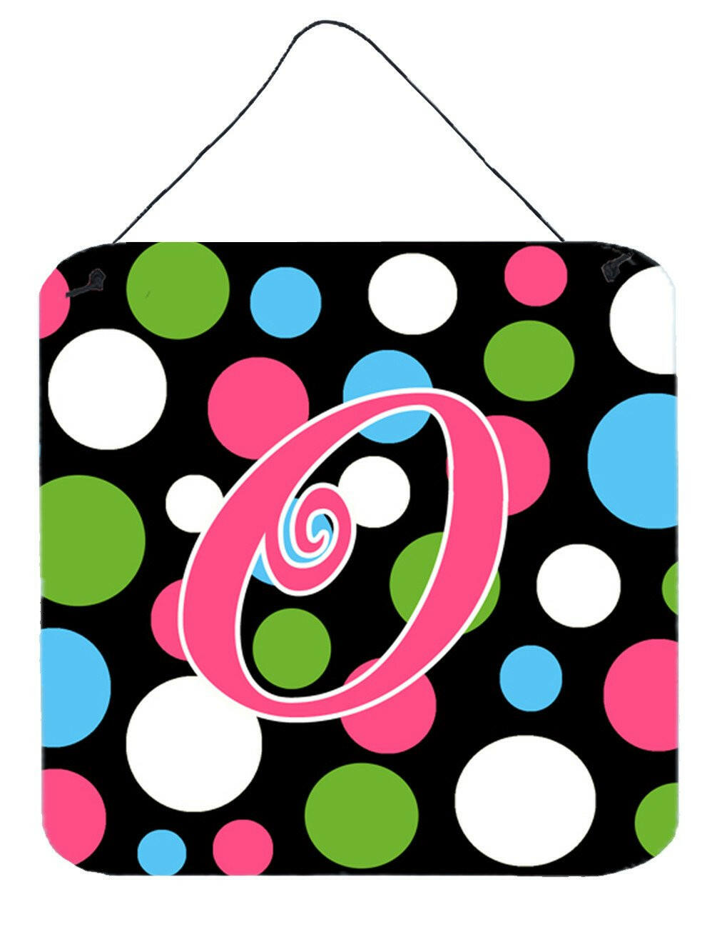 Letter O Initial Monogram - Polkadots and Pink Wall or Door Hanging Prints by Caroline&#39;s Treasures