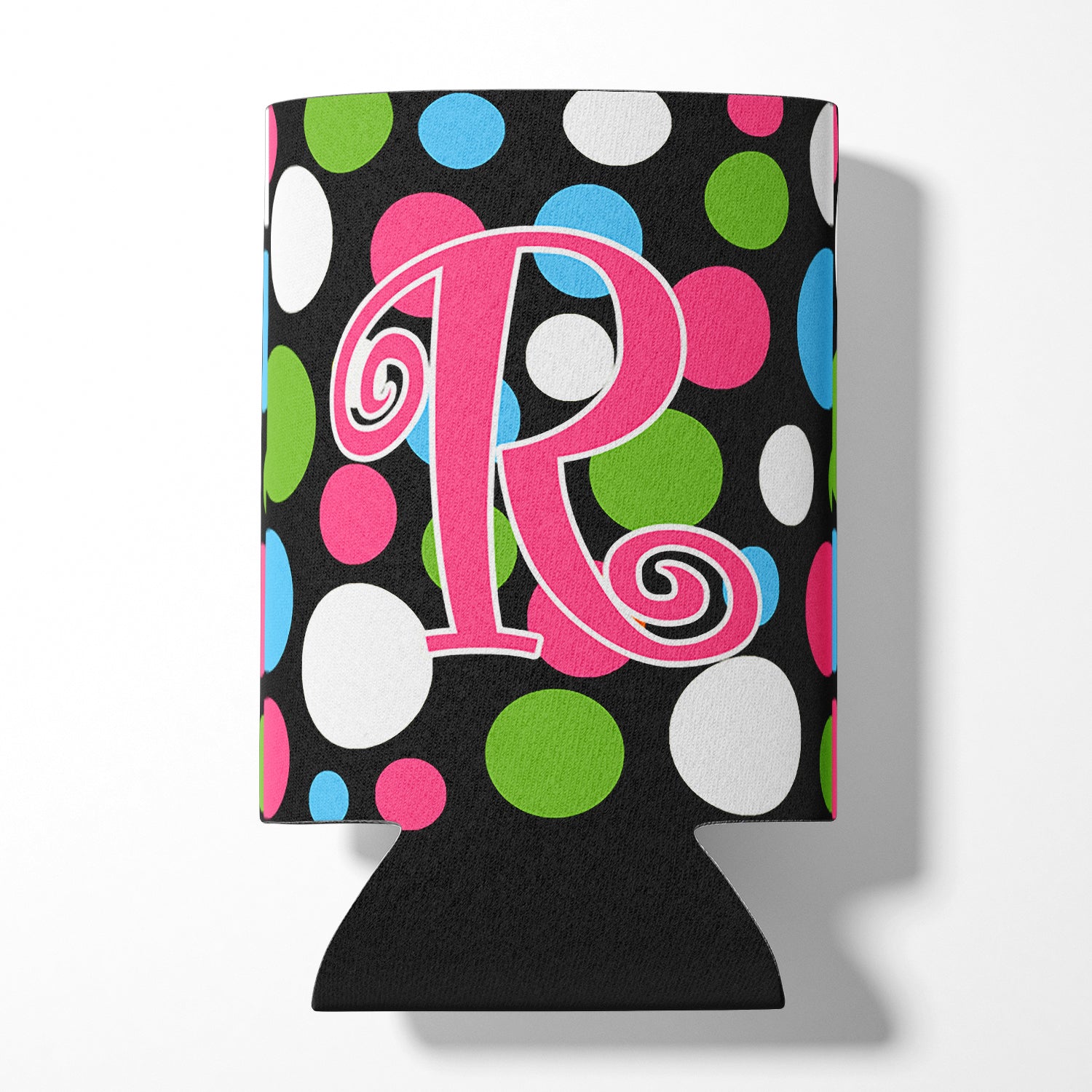 Letter R Initial Monogram - Polkadots and Pink Can or Bottle Beverage Insulator Hugger