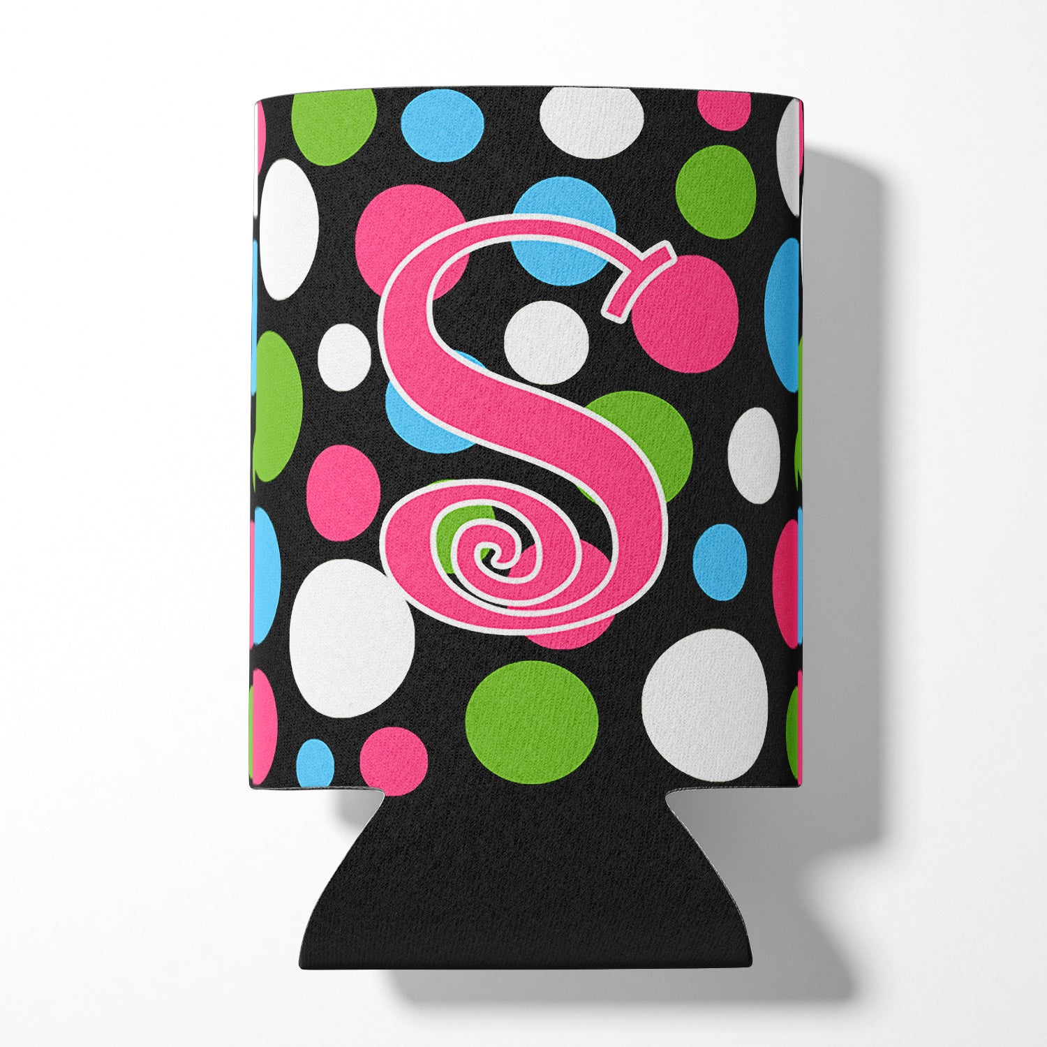 Letter S Initial Monogram - Polkadots and Pink Can or Bottle Beverage Insulator Hugger