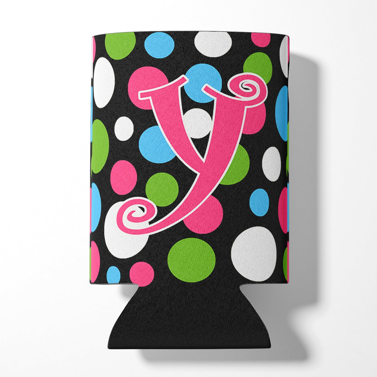 Letter Y Initial Monogram - Polkadots and Pink Can or Bottle Beverage Insulator Hugger