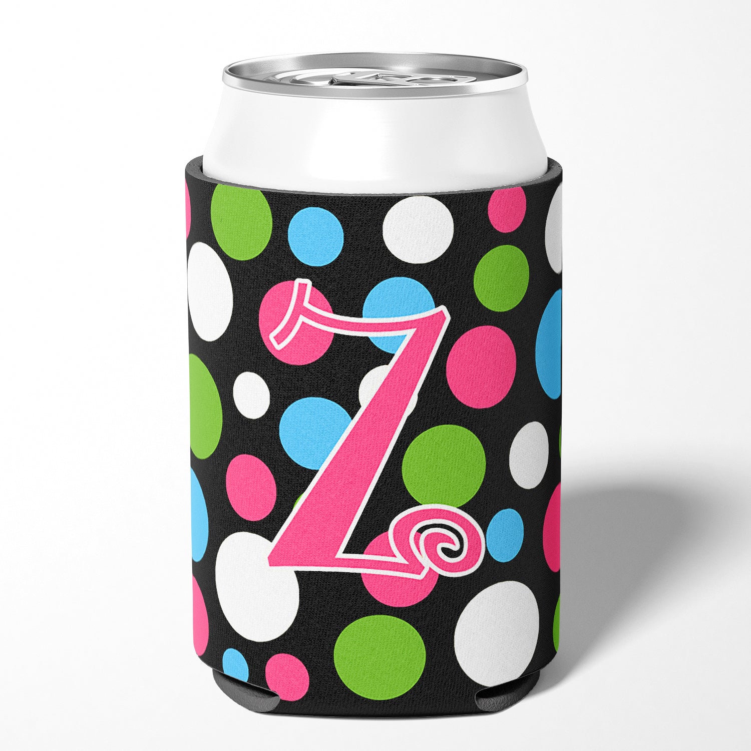 Letter Z Initial Monogram - Polkadots and Pink Can or Bottle Beverage Insulator Hugger