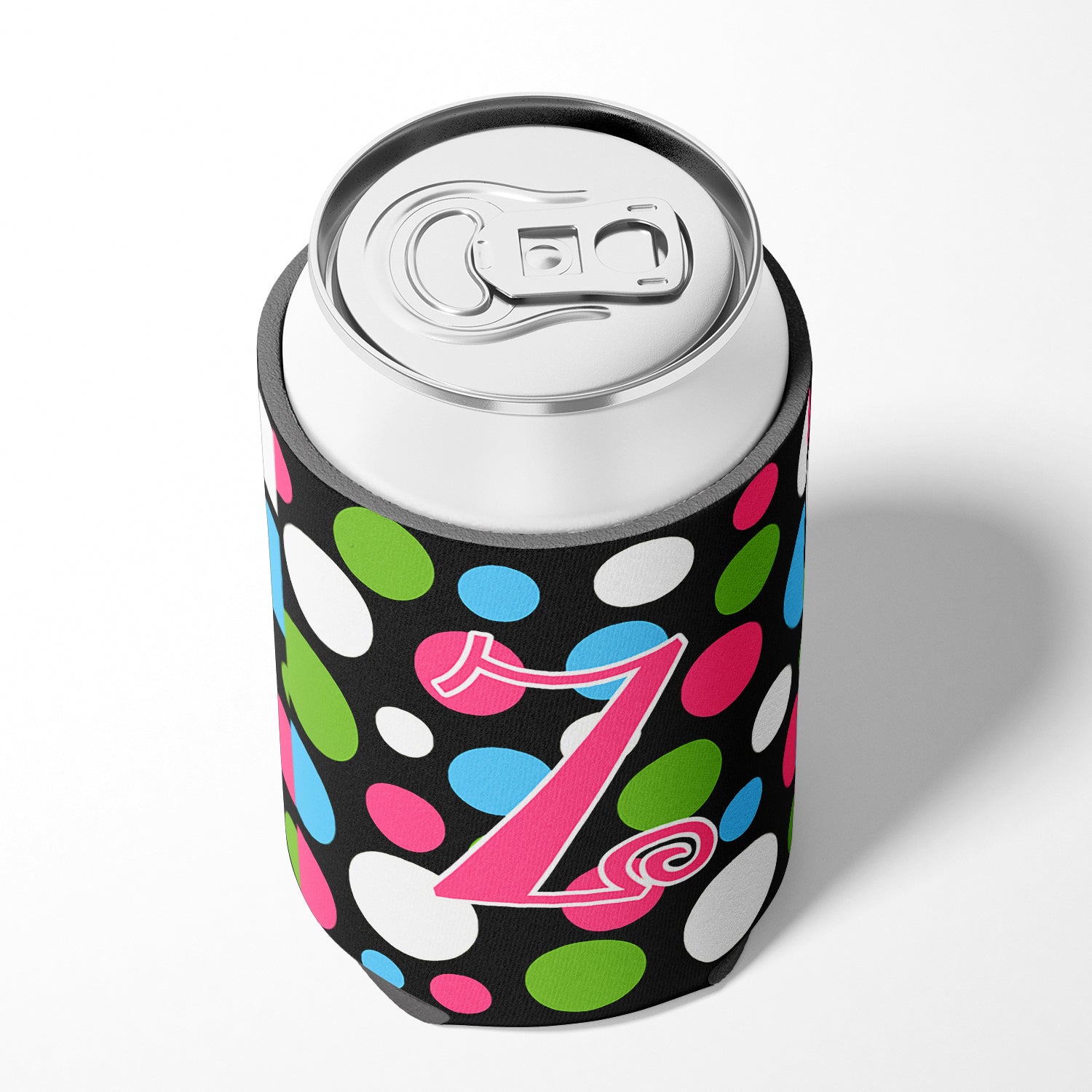 Letter Z Initial Monogram - Polkadots and Pink Can or Bottle Beverage Insulator Hugger.