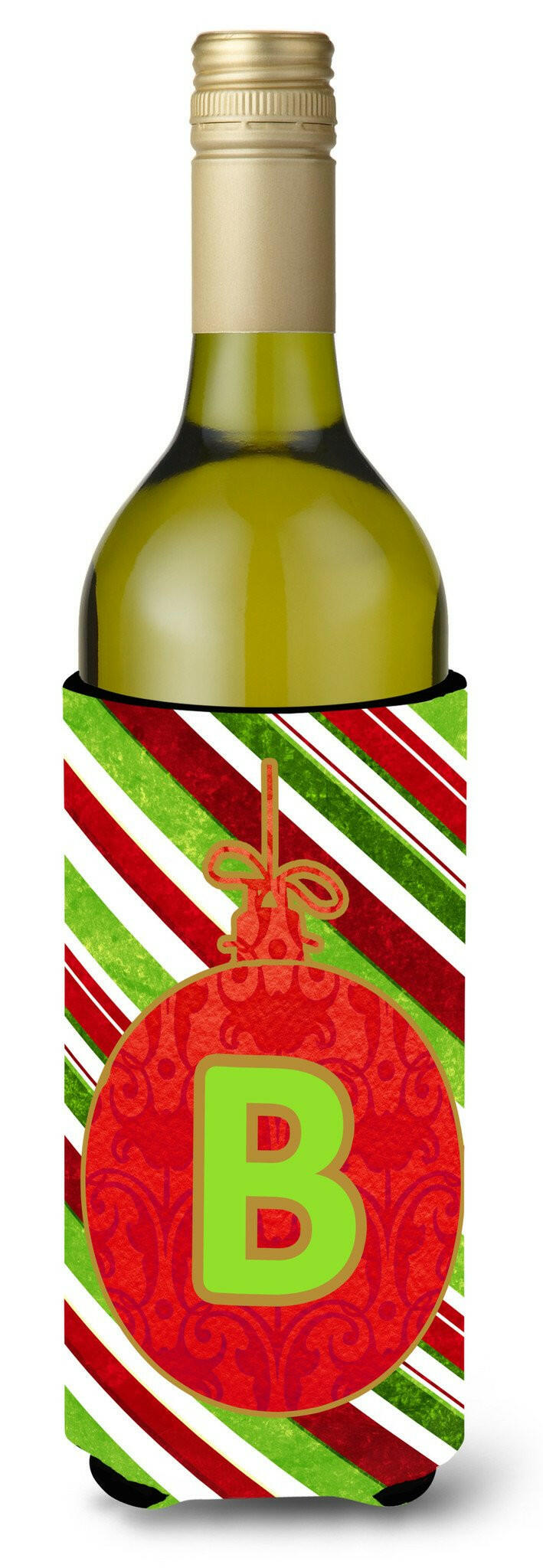 Christmas Oranment Holiday  Initial Letter B Wine Bottle Beverage Insulator Beverage Insulator Hugger by Caroline's Treasures