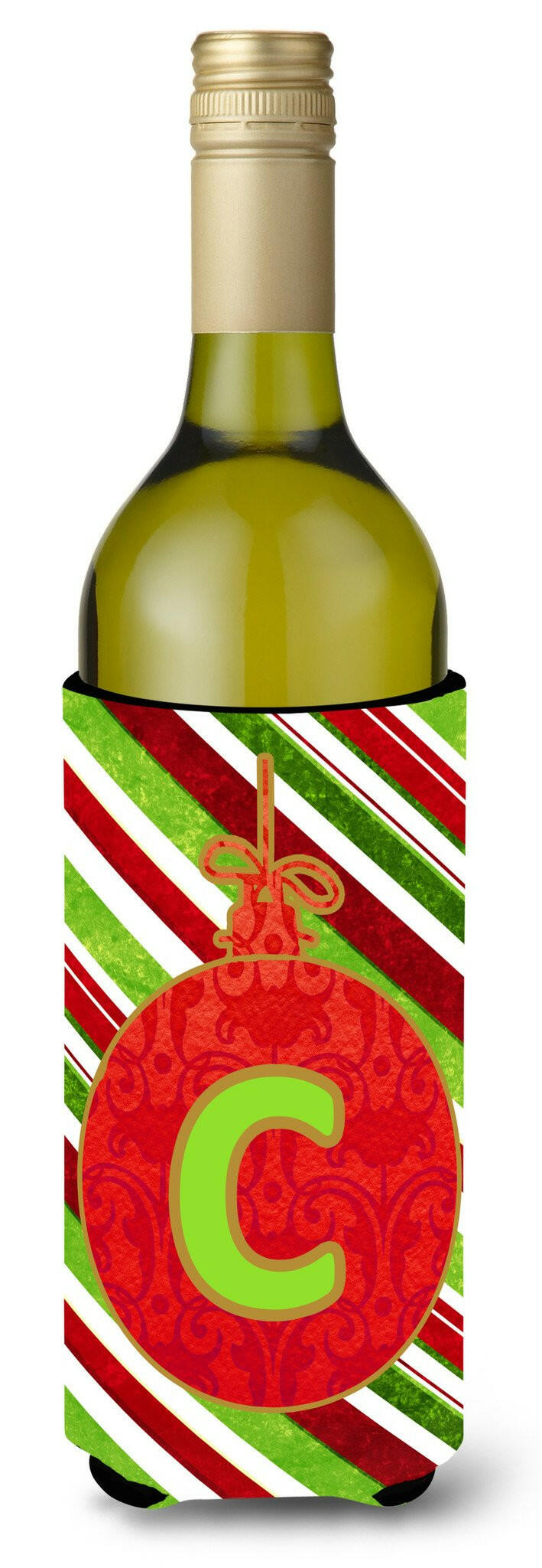 Christmas Oranment Holiday Initial  Letter C Wine Bottle Beverage Insulator Beverage Insulator Hugger by Caroline&#39;s Treasures