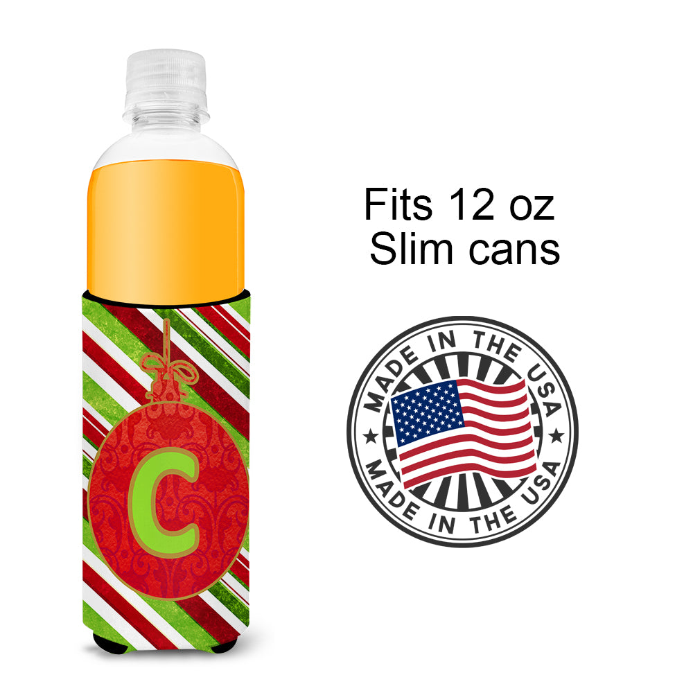 Christmas Oranment Holiday Monogram Initial  Letter C Ultra Beverage Insulators for slim cans CJ1039-CMUK.