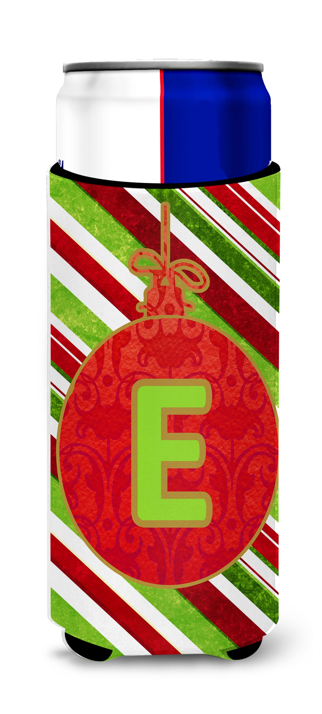 Christmas Oranment Holiday Monogram Initial  Letter E Ultra Beverage Insulators for slim cans CJ1039-EMUK.