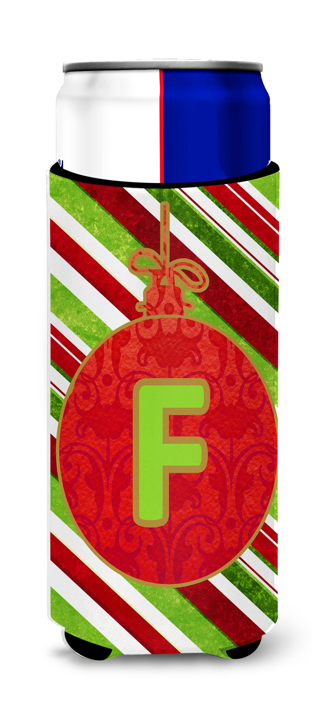 Christmas Oranment Holiday Monogram Lettre initiale F Isolateurs de boissons ultra pour canettes minces CJ1039-FMUK