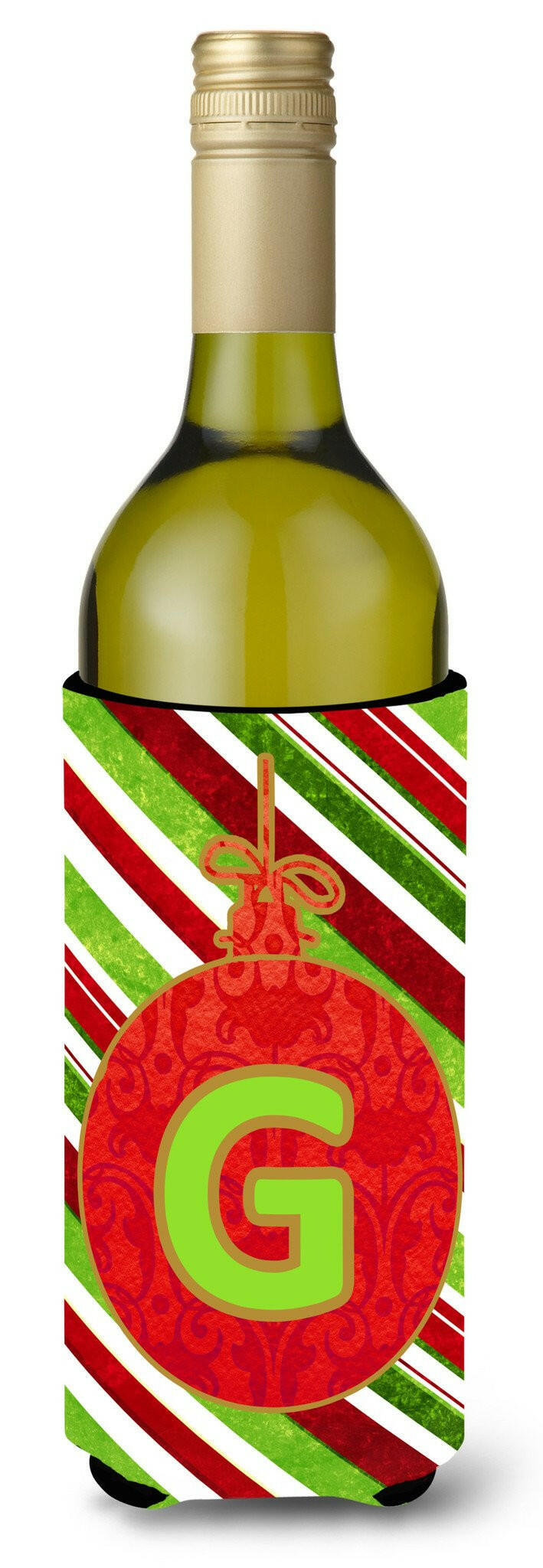 Christmas Oranment Holiday Initial  Letter G Wine Bottle Beverage Insulator Beverage Insulator Hugger by Caroline&#39;s Treasures