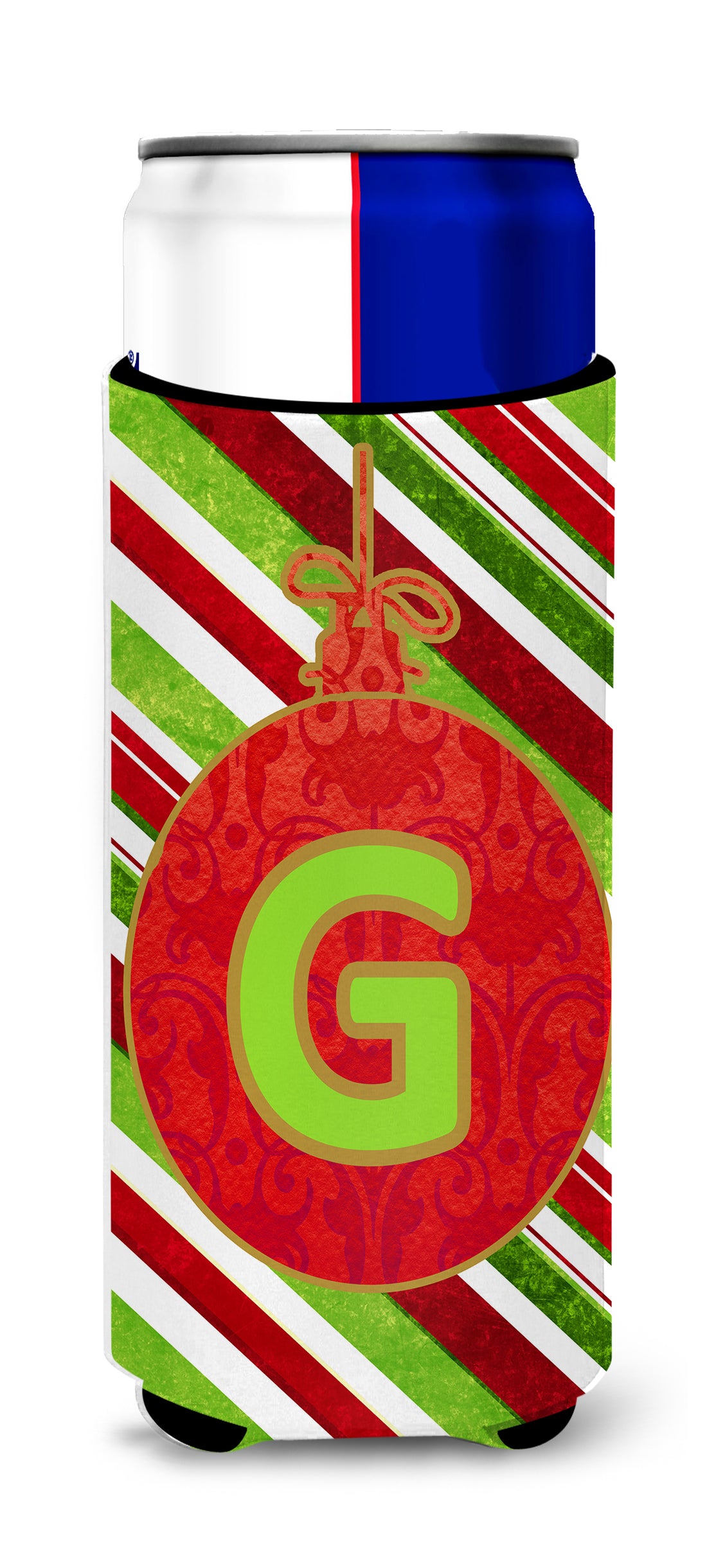 Christmas Oranment Holiday Monogram Initial  Letter G Ultra Beverage Insulators for slim cans CJ1039-GMUK.