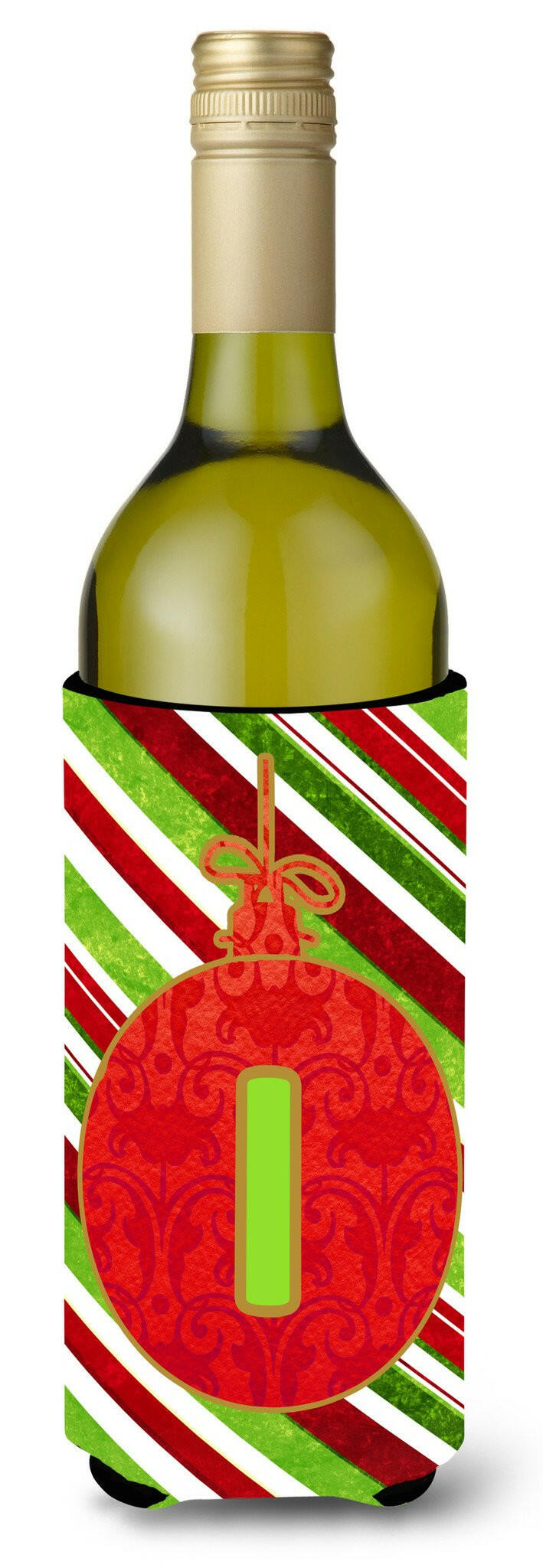 Christmas Oranment Holiday Initial  Letter I Wine Bottle Beverage Insulator Beverage Insulator Hugger by Caroline&#39;s Treasures