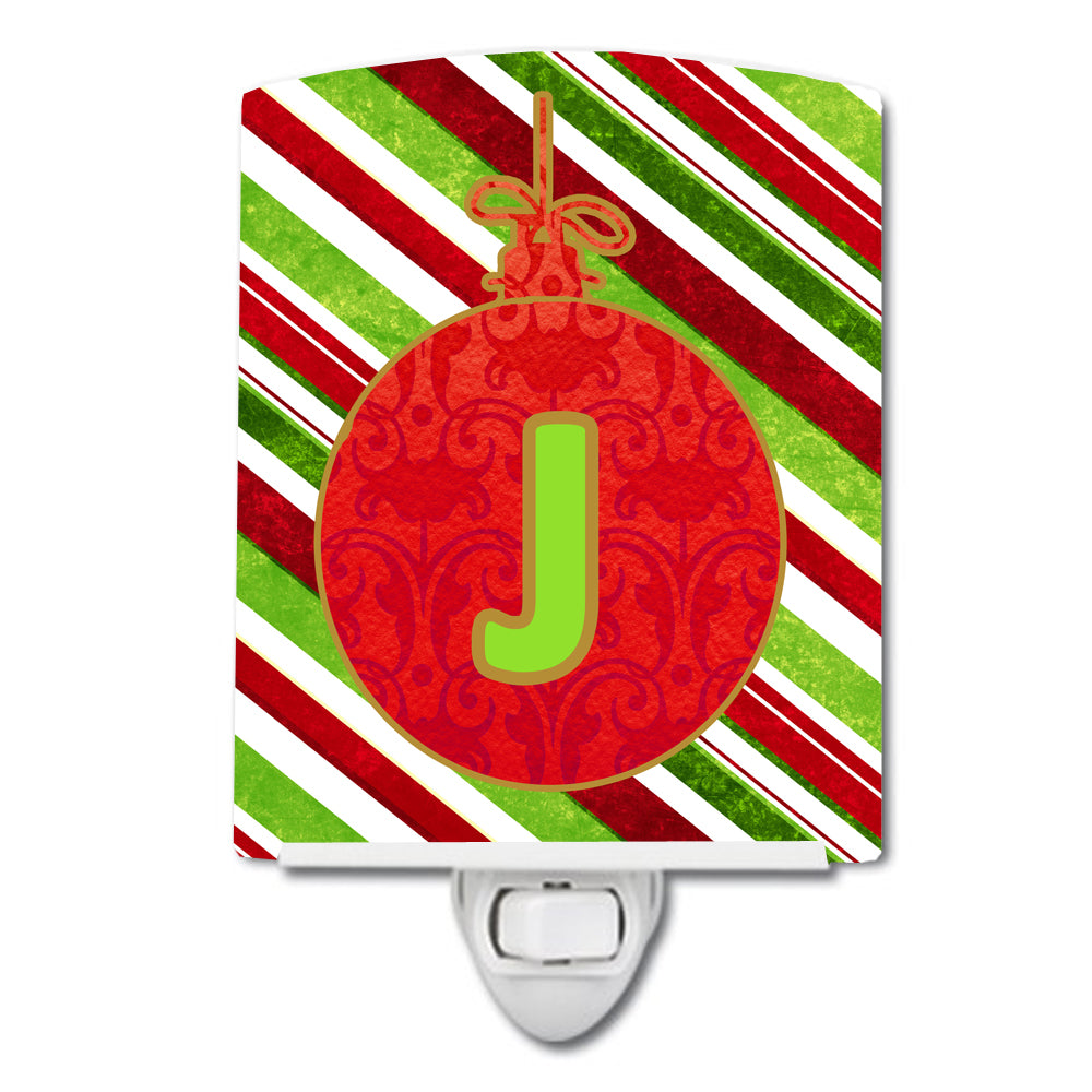 Christmas Oranment Holiday Initial Letter J Ceramic Night Light CJ1039-JCNL - the-store.com