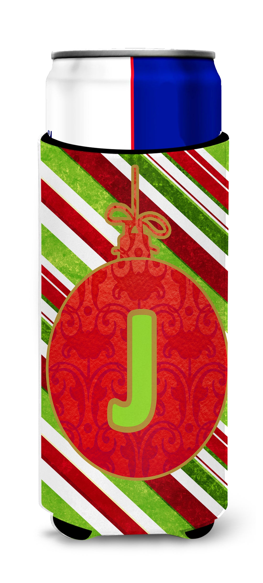 Noël Oranment vacances monogramme lettre initiale J Ultra isolants de boissons pour canettes minces CJ1039-JMUK