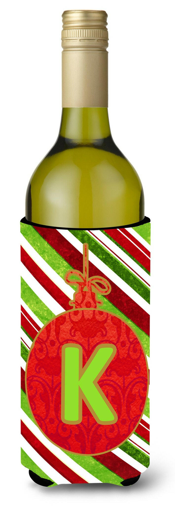 Christmas Oranment Holiday Initial  Letter K Wine Bottle Beverage Insulator Beverage Insulator Hugger by Caroline&#39;s Treasures