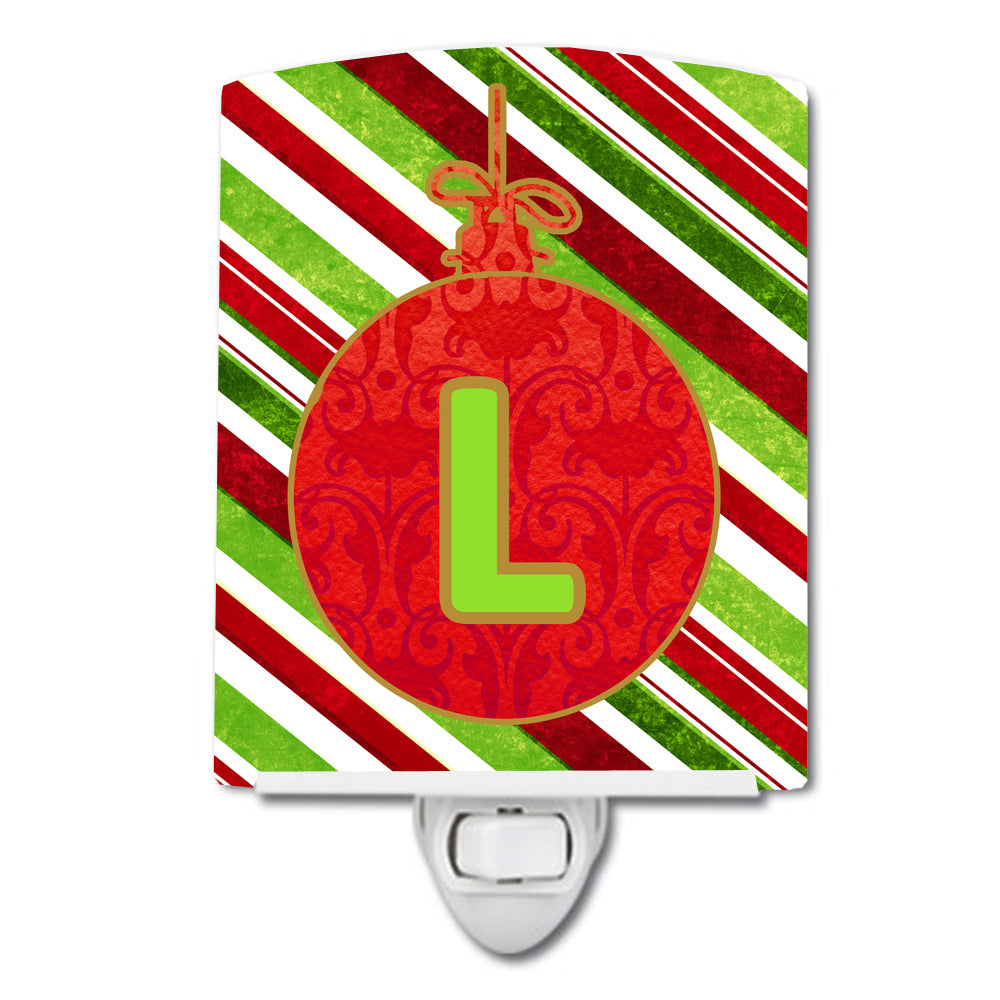Christmas Oranment Holiday Initial Letter L Ceramic Night Light CJ1039-LCNL - the-store.com