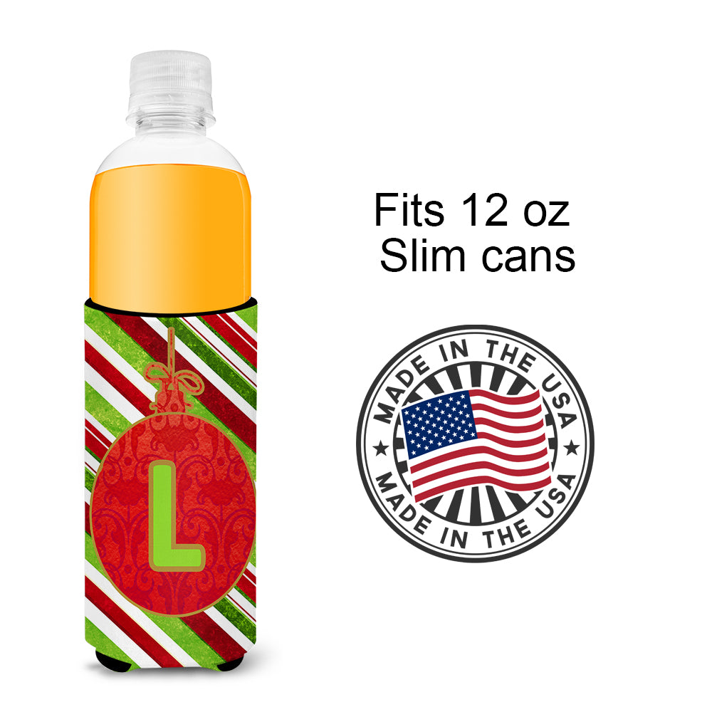 Christmas Oranment Holiday Monogram Initial  Letter L Ultra Beverage Insulators for slim cans CJ1039-LMUK.
