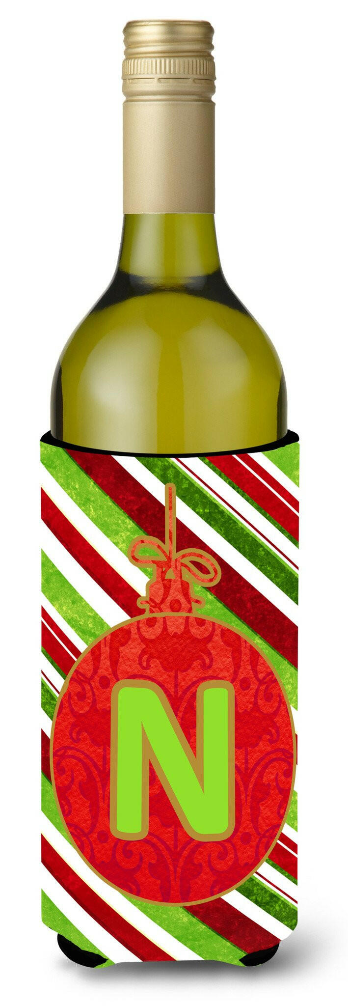 Christmas Oranment Holiday Initial  Letter N Wine Bottle Beverage Insulator Beverage Insulator Hugger by Caroline&#39;s Treasures